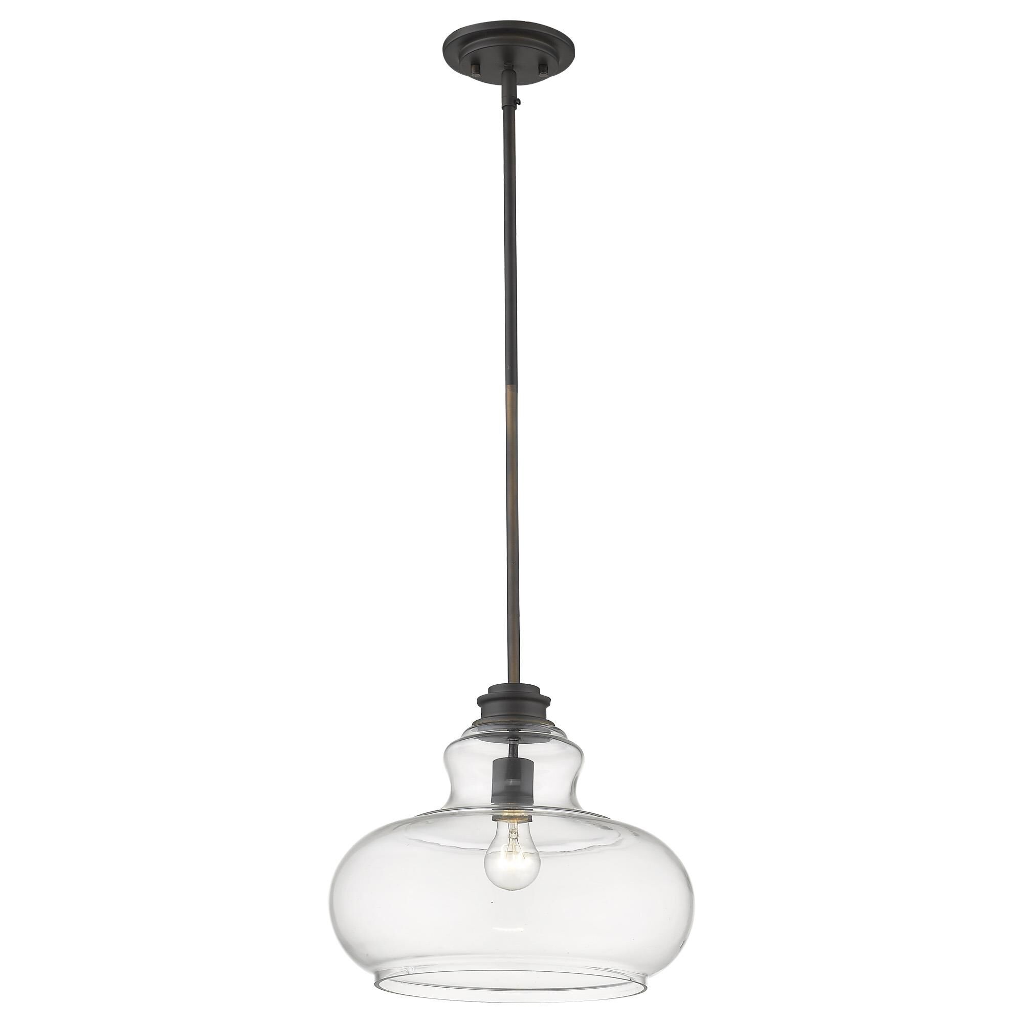 Shown in Oil-Rubbed Bronze finish and Clear glass and Clear, Urn Shaped Glass Globe shade