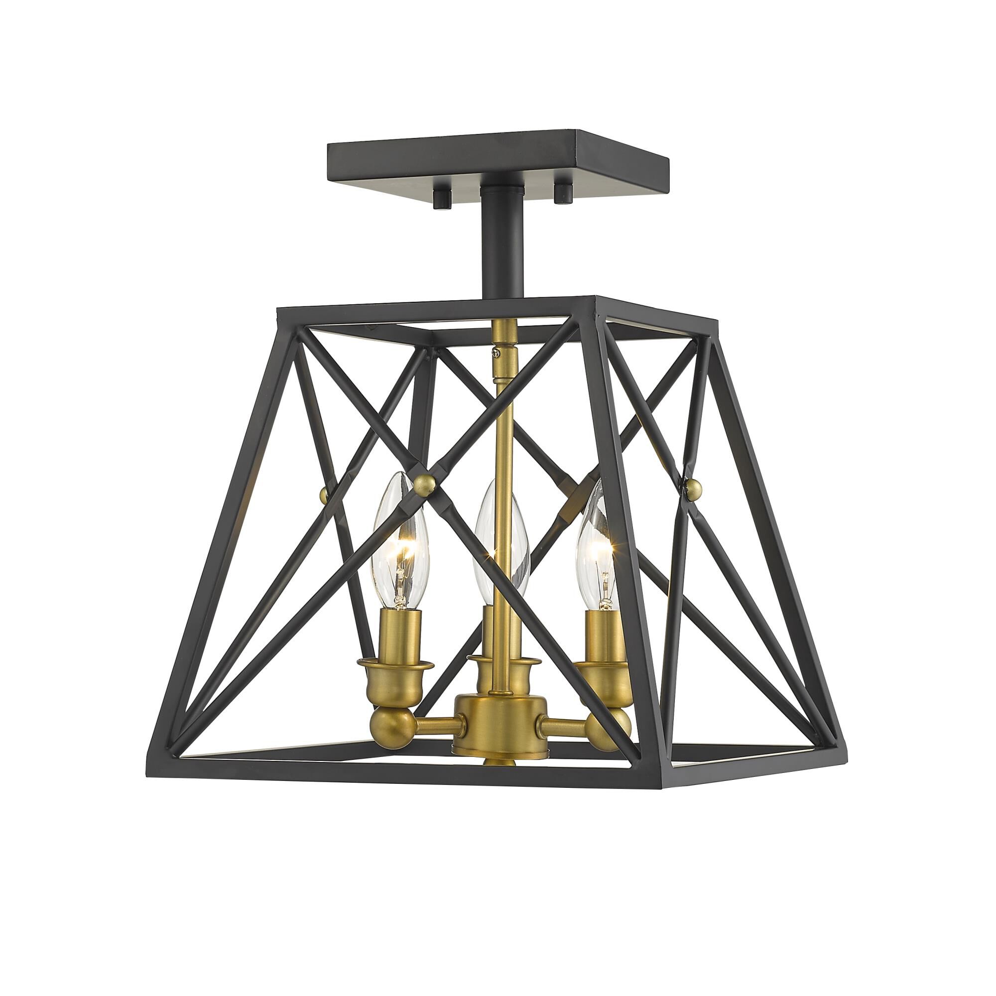 Shown in Matte Black + Olde Brass finish and --- glass and --- shade