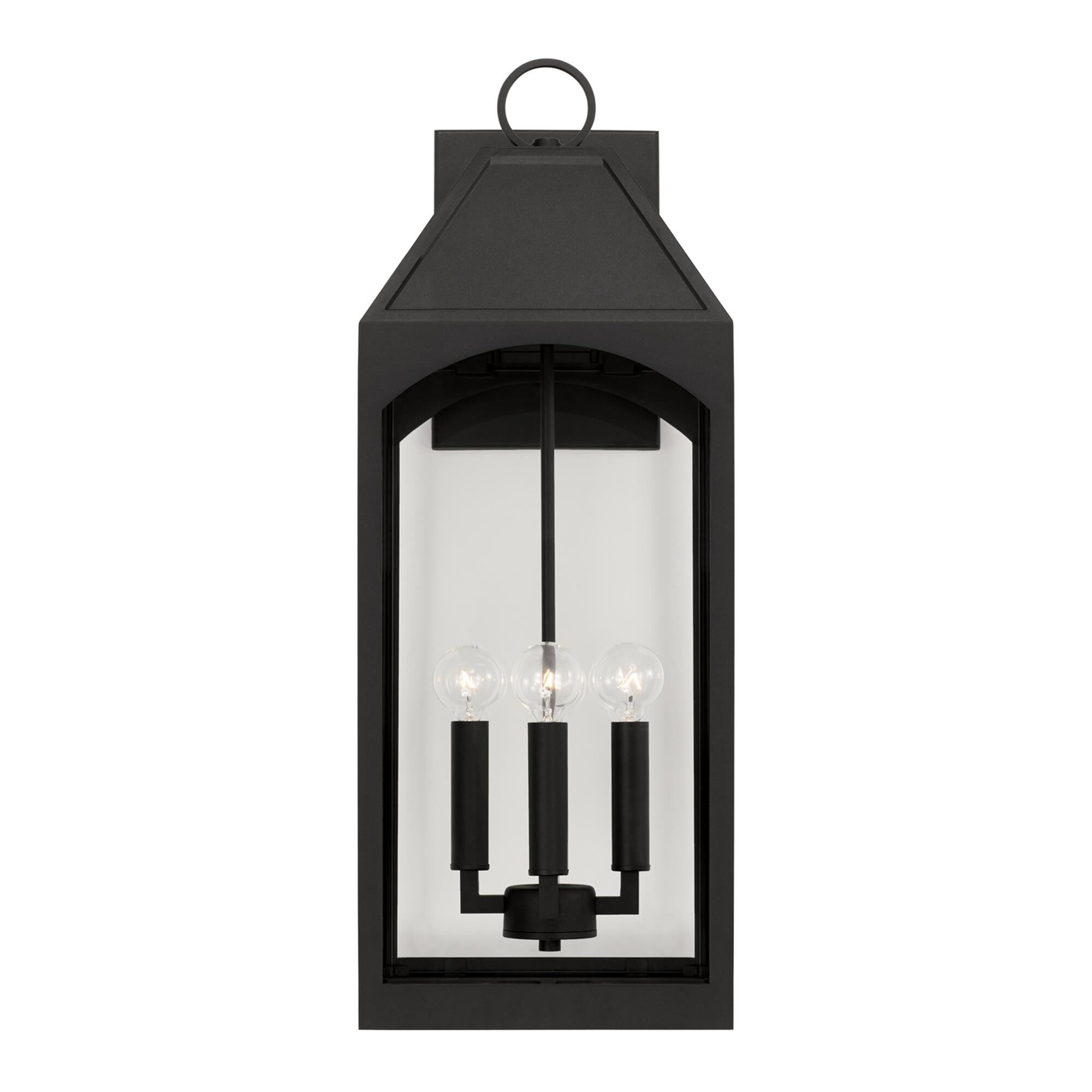 Shown in Black finish and Clear glass