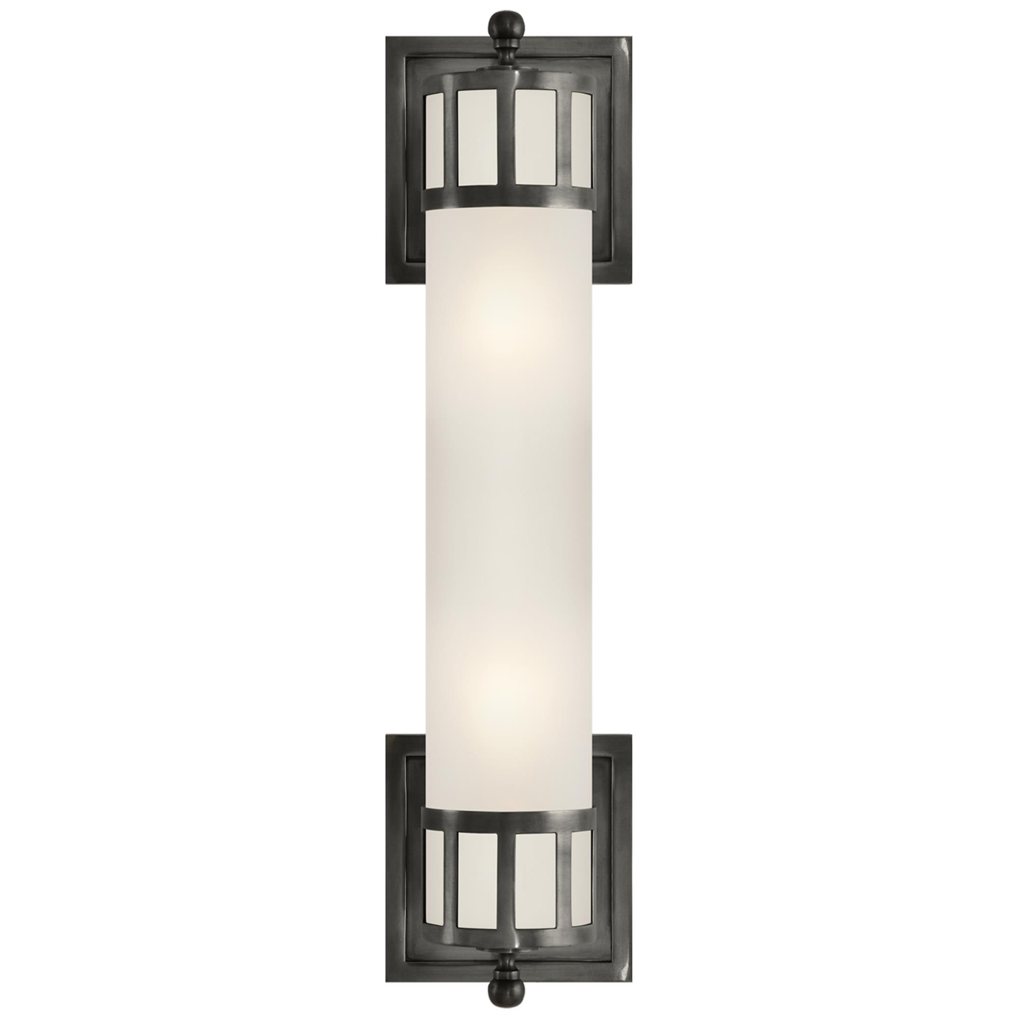 Shown in Bronze finish and Frosted glass