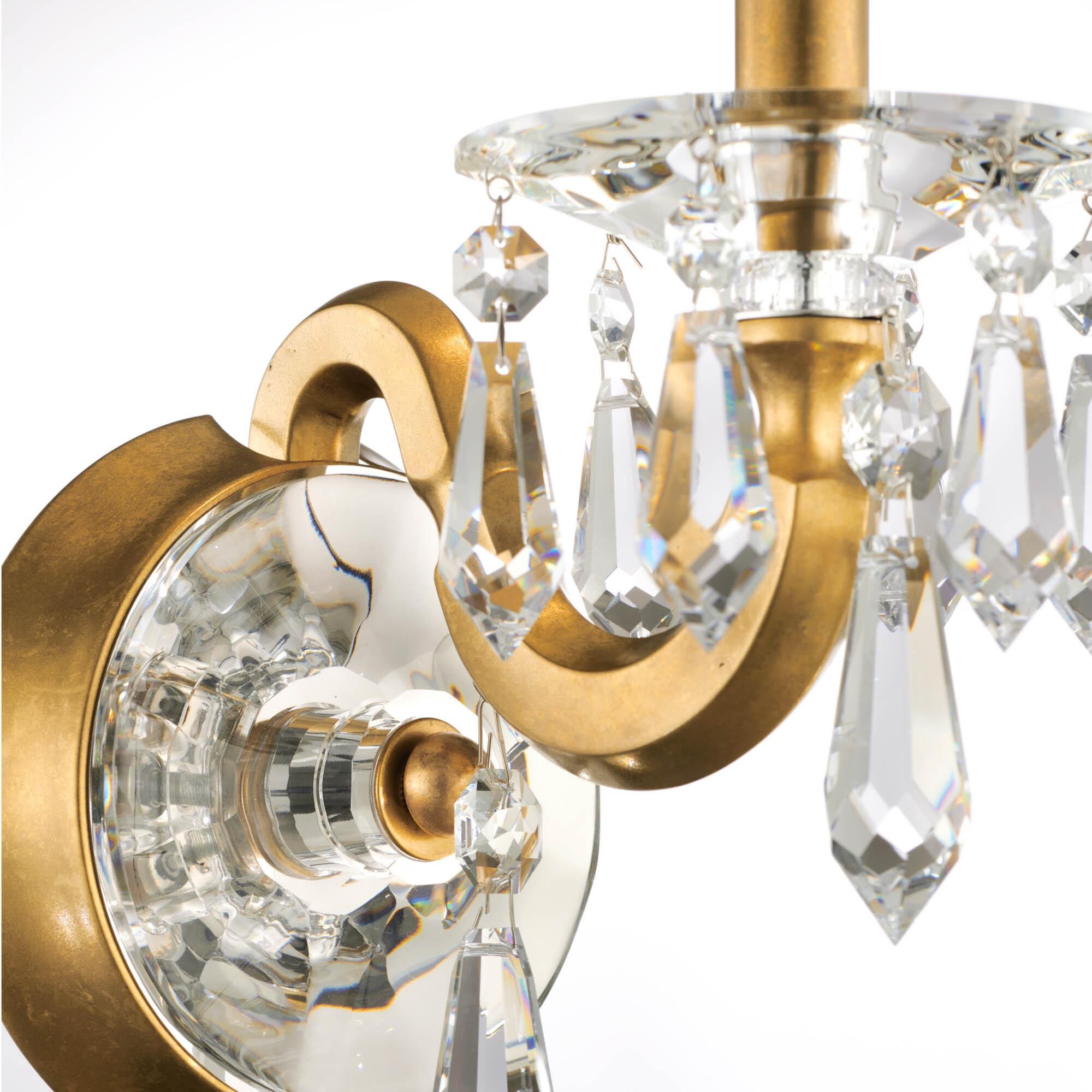 Shown in Heirloom Gold finish and Radiance crystal and Crystal glass