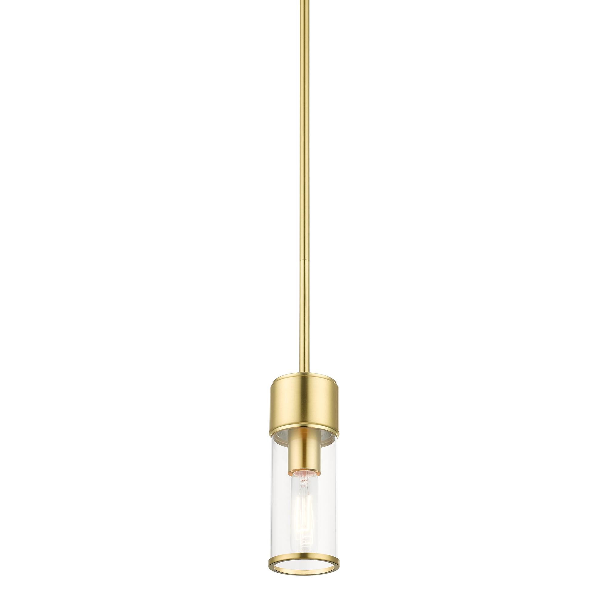 Shown in Satin Brass finish and Clear  glass