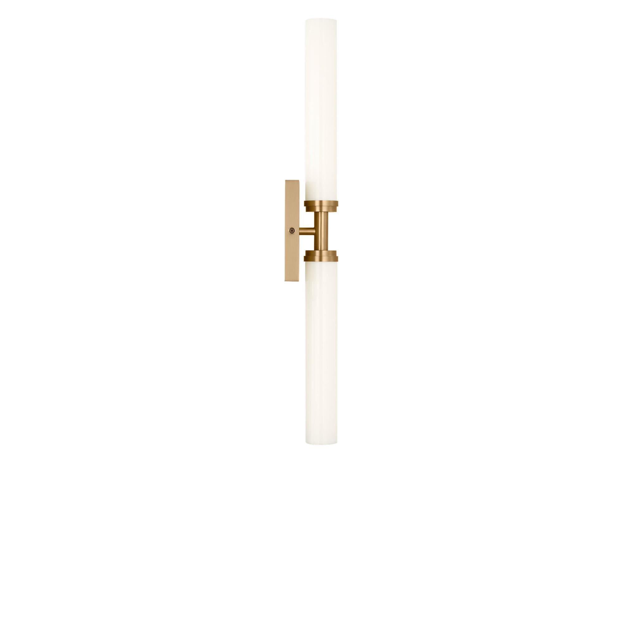 Shown in Satin Brass finish and White Acrylic shade