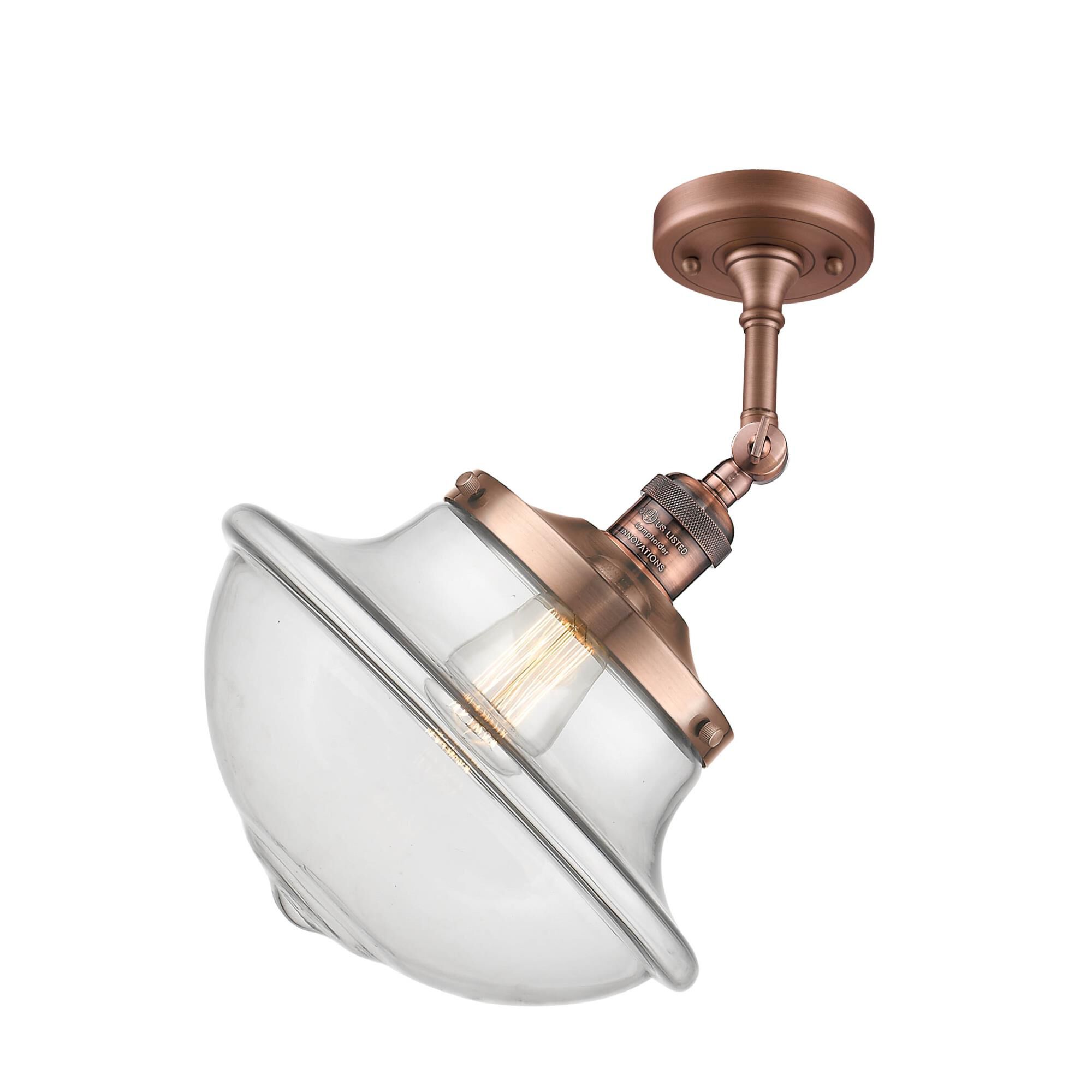 Shown in Antique Copper finish and Clear glass