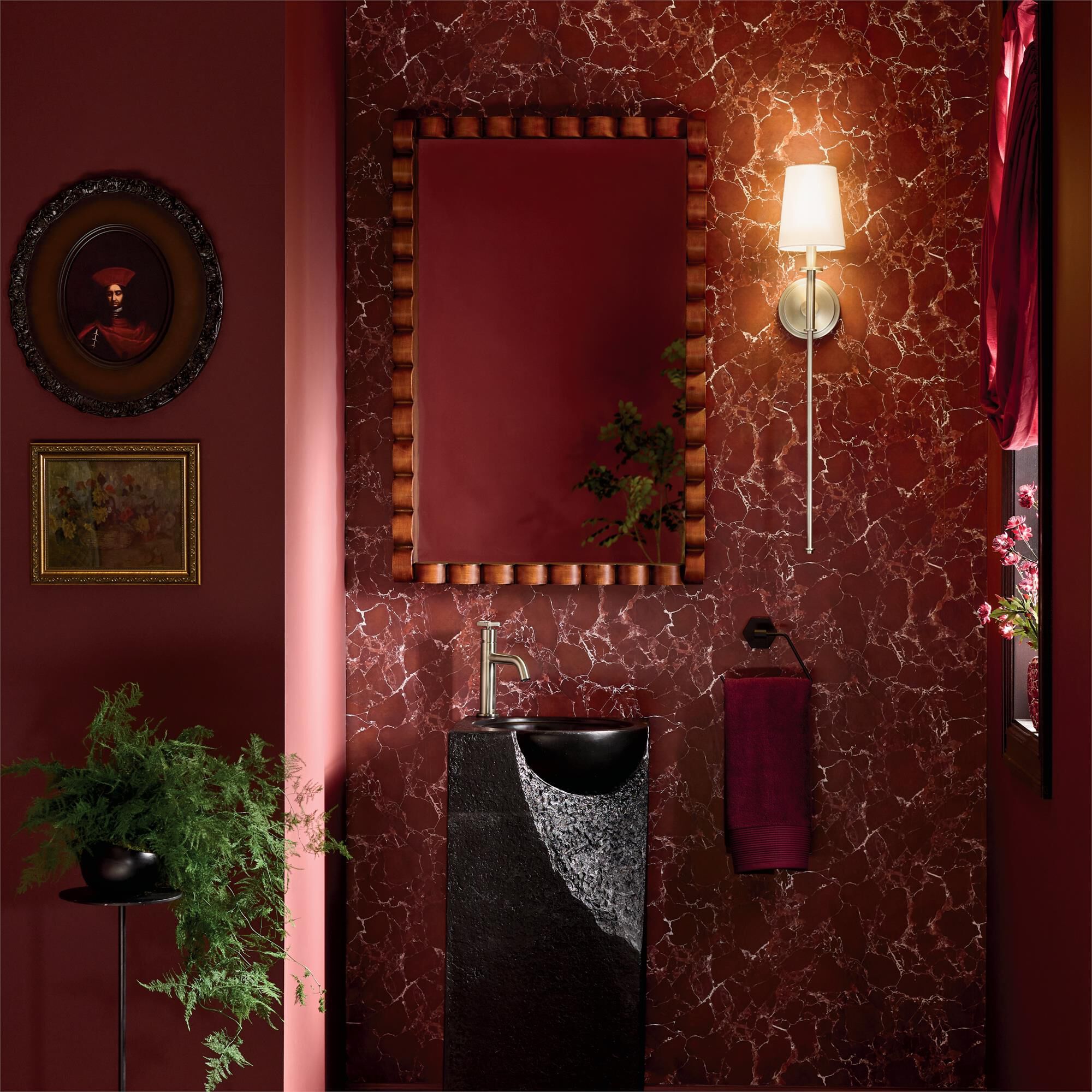 Shown in Brushed Nickel finish and Fabric shade
