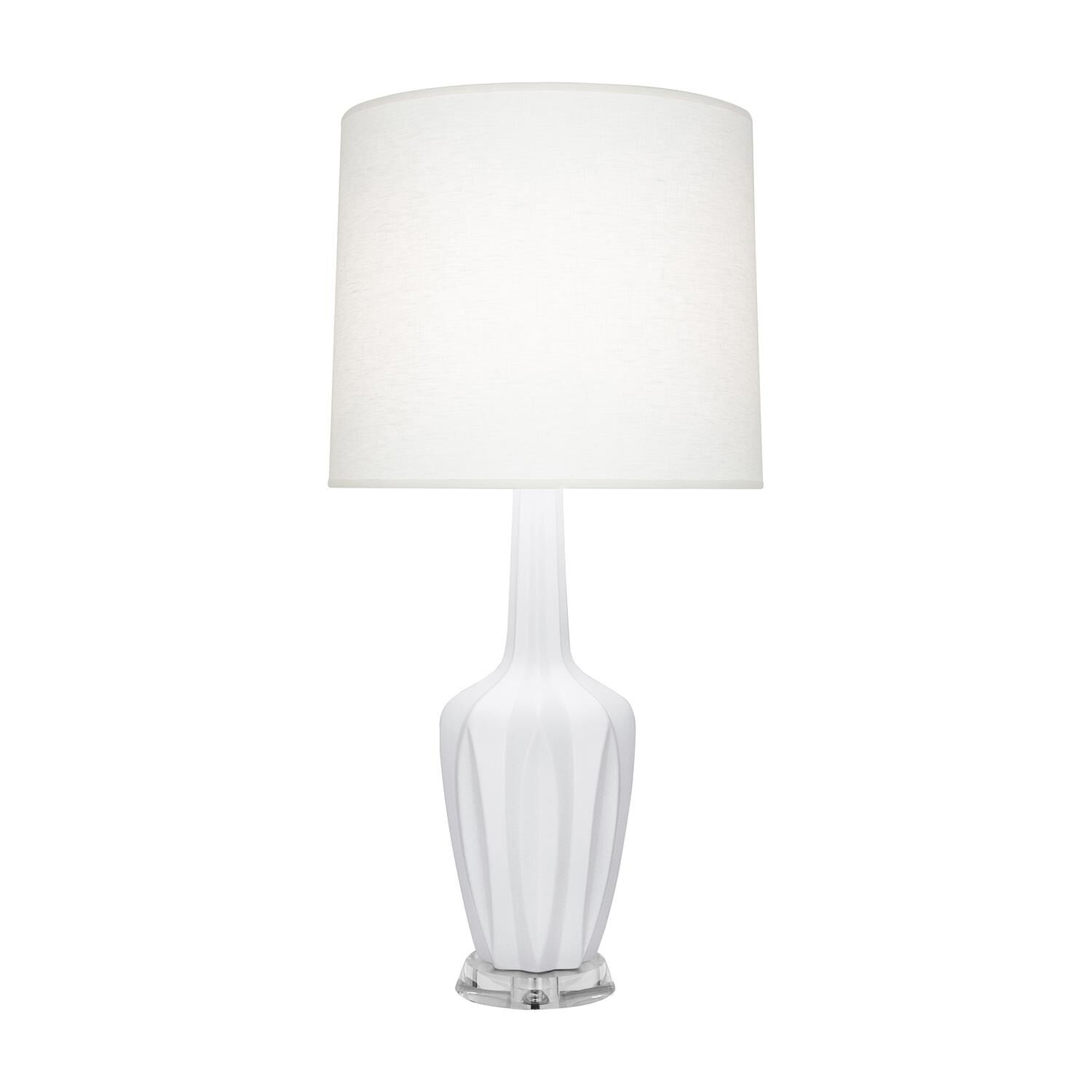 Shown in Matte Daisy finish and Off White shade and Polished Nickel with Lucite accent