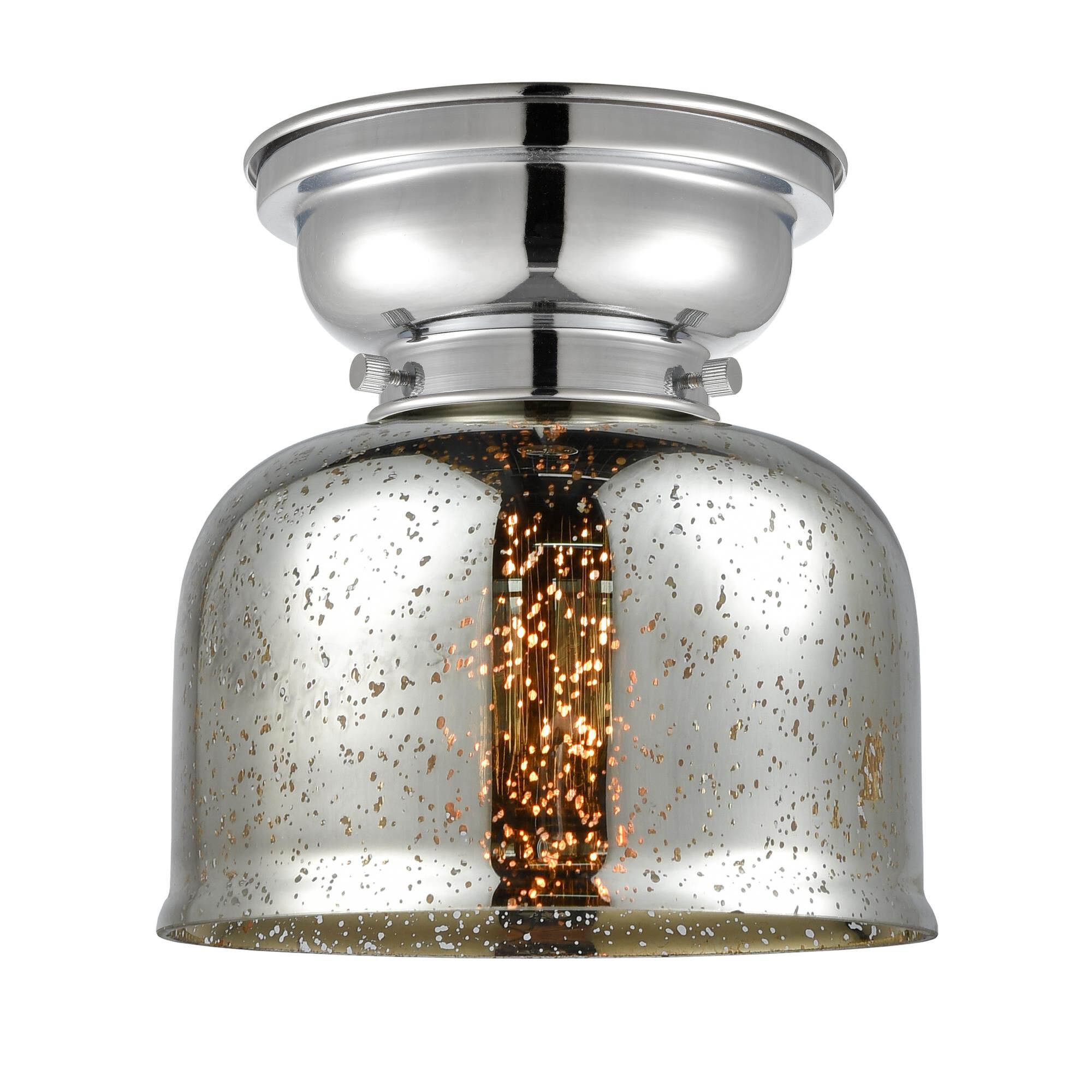 Shown in Polished Chrome finish and Bell glass and Glass shade