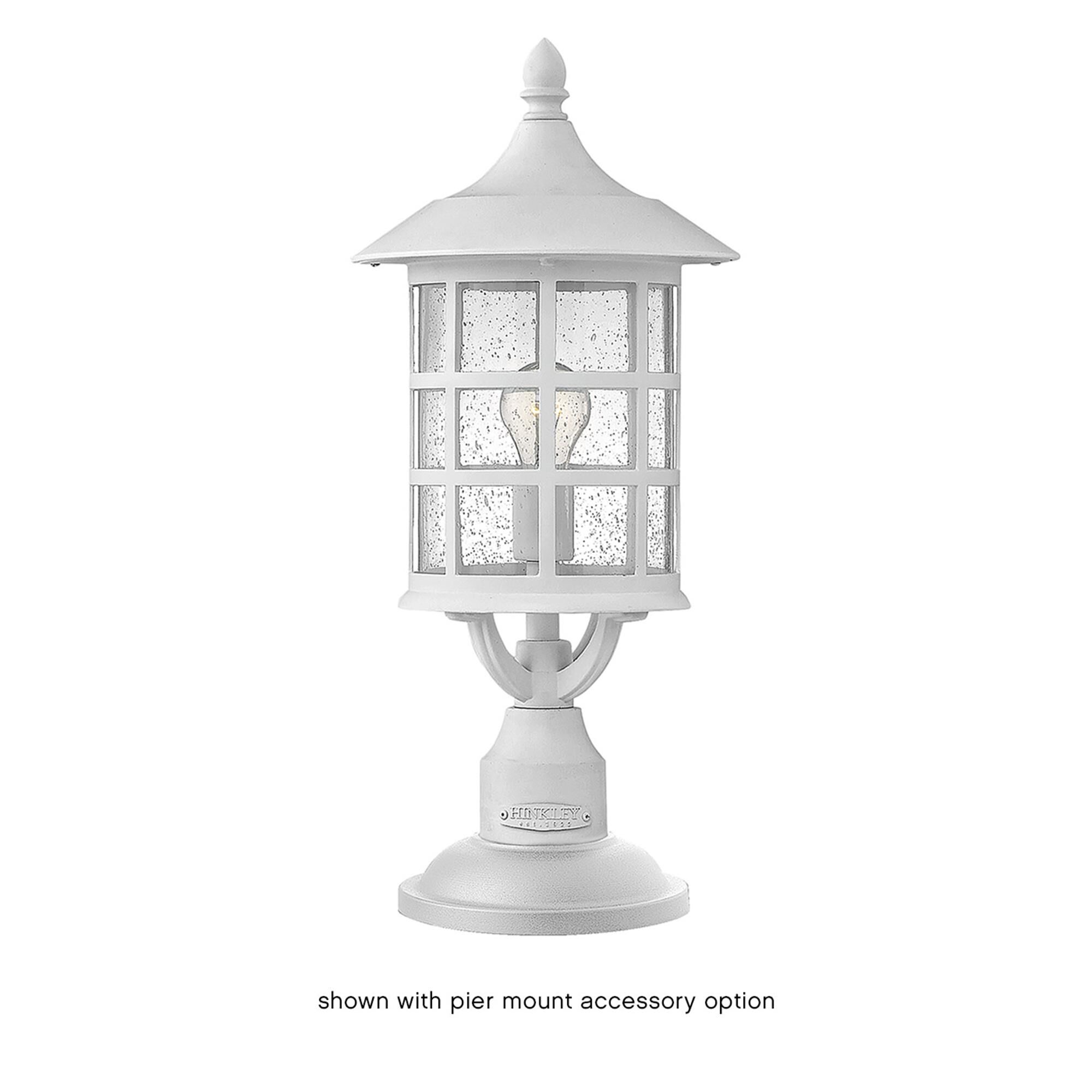 Shown in Textured White finish and Clear Seedy glass