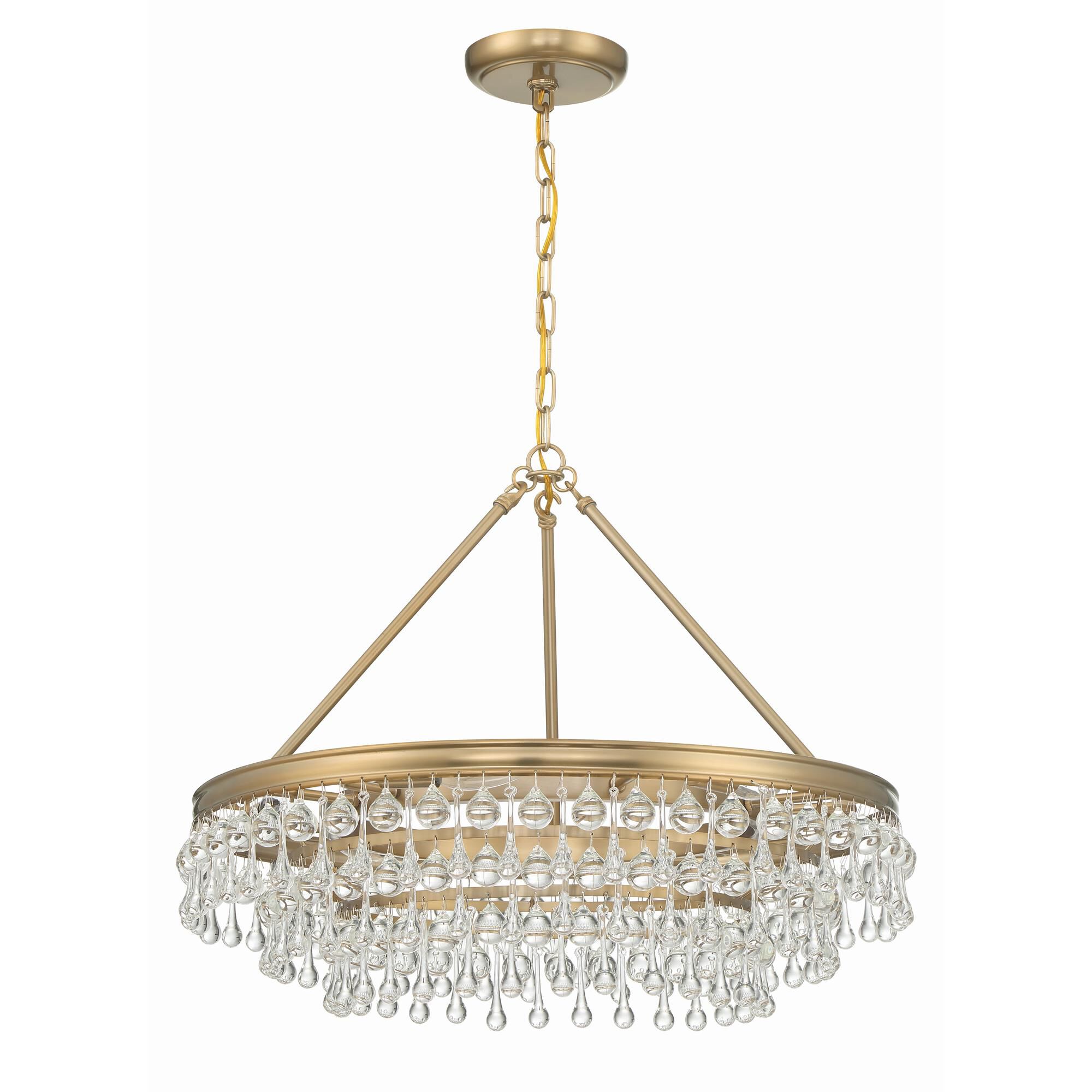Shown in Vibrant Gold finish and Clear Glass Drops crystal