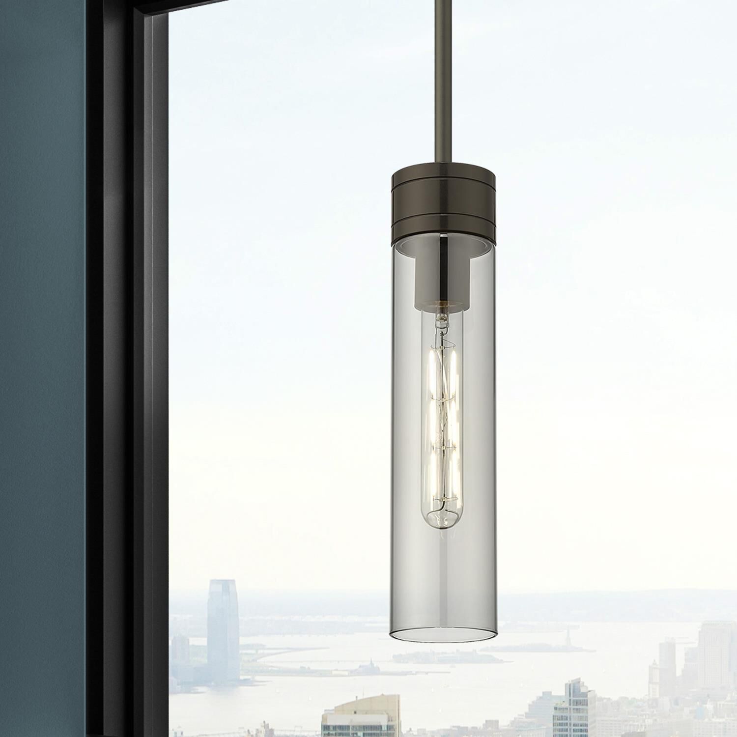 Shown in Oil Rubbed Bronze finish and Light Smoke glass