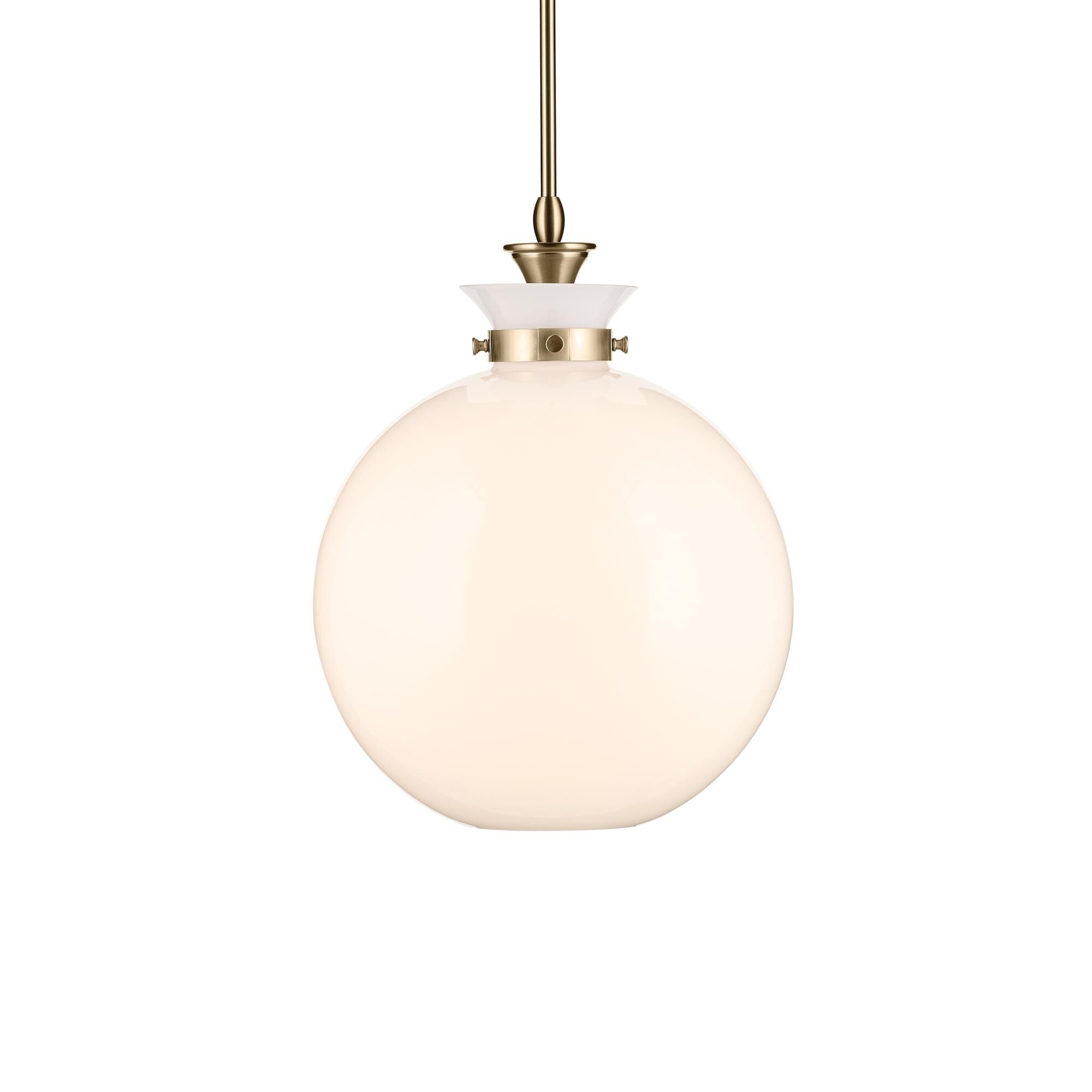 Shown in Champagne Bronze finish and Opal glass