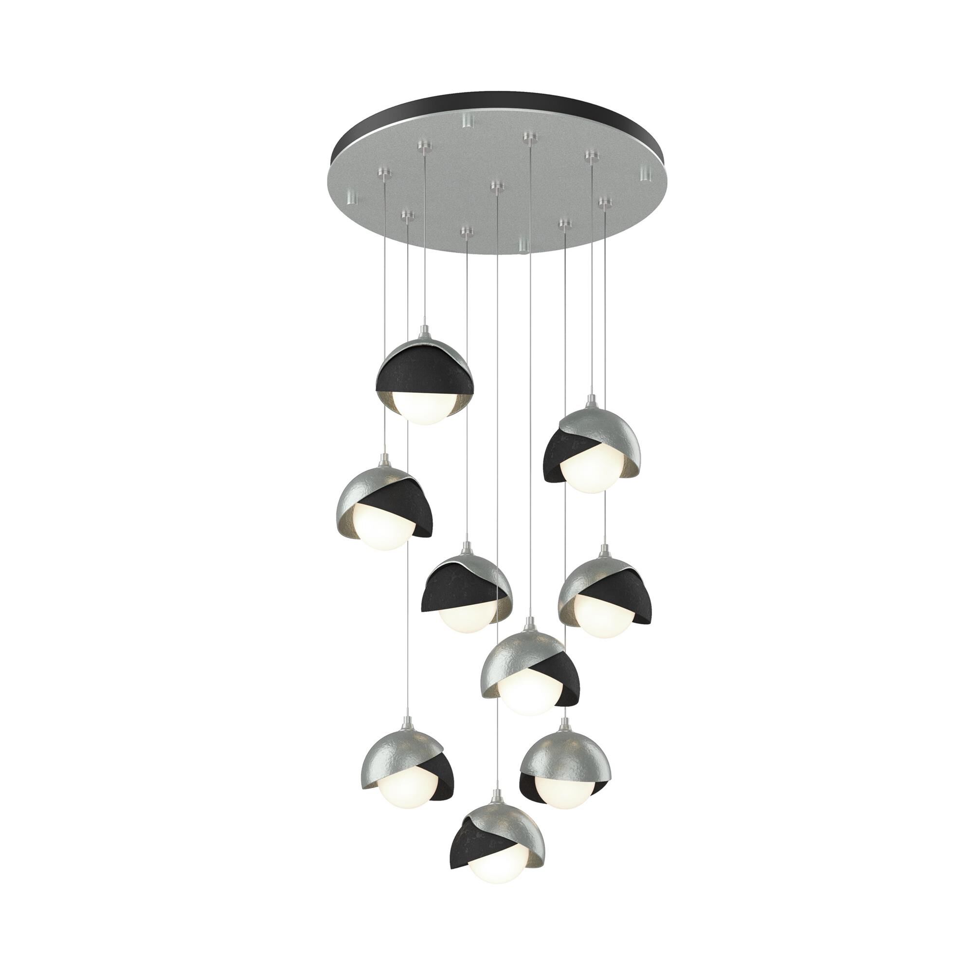 Shown in Vintage Platinum finish and Opal (Gg) glass and Black (10) accent