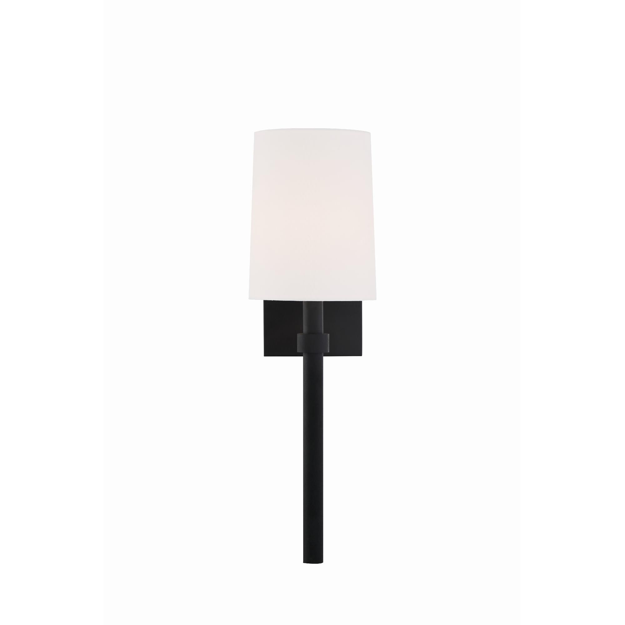 Shown in Black Forged finish and Silk glass and White shade