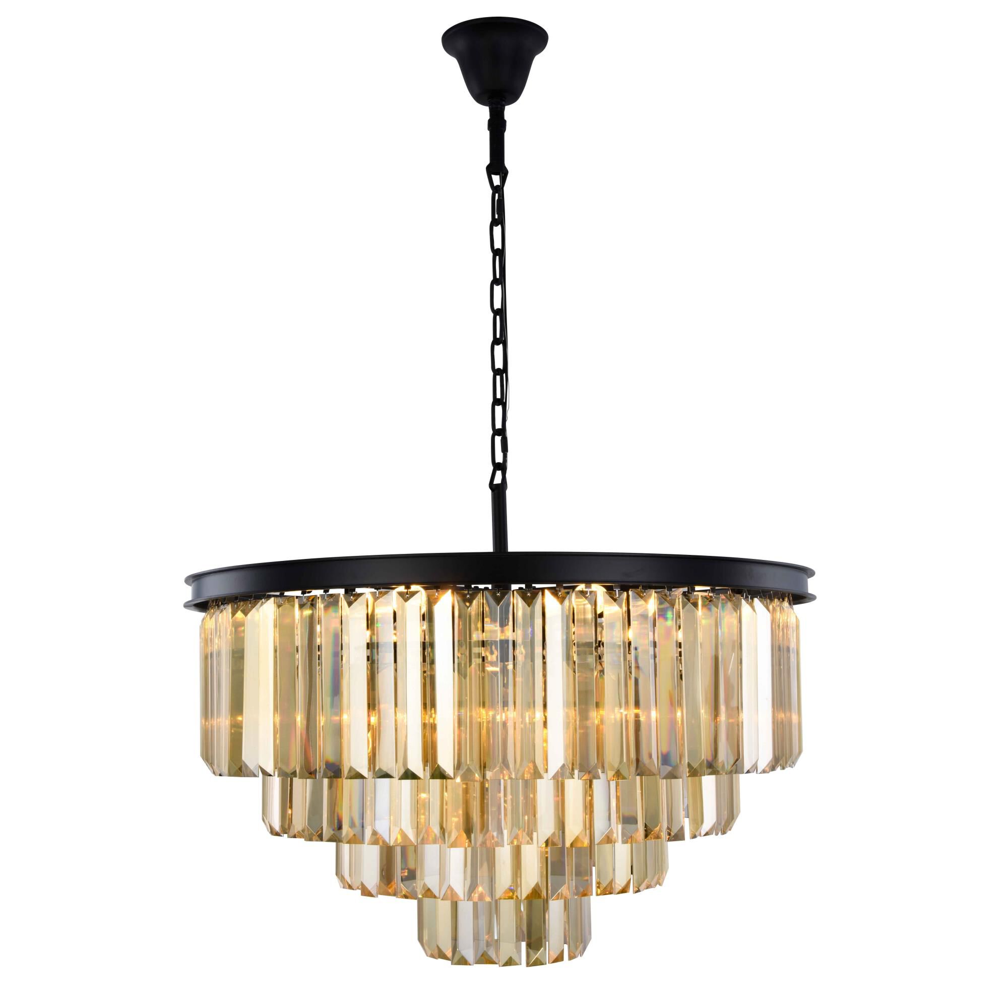 Shown in Matte Black finish and Royal Cut crystal and Golden Teak (Smoky) accent