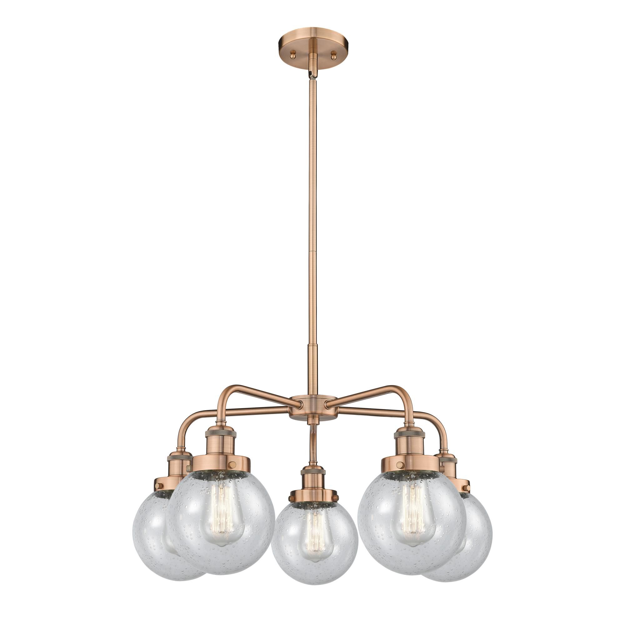 Shown in Antique Copper finish and Seedy glass