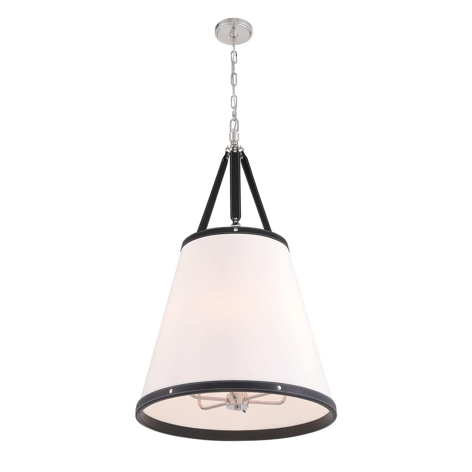 Shown in Polished Nickel finish and Linen shade