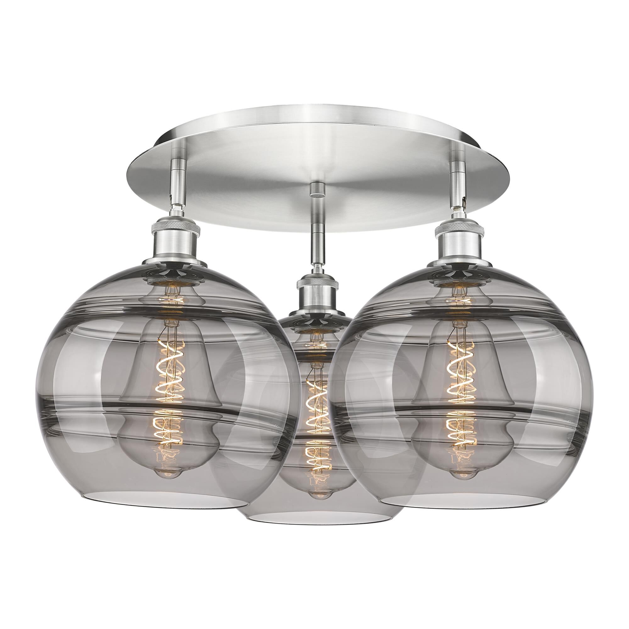 Shown in Satin Nickel finish and Light Smoke glass