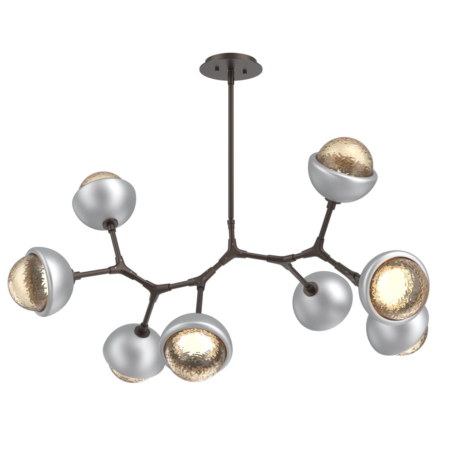 Shown in Flat Bronze finish and Amber glass and Classic Silver accent