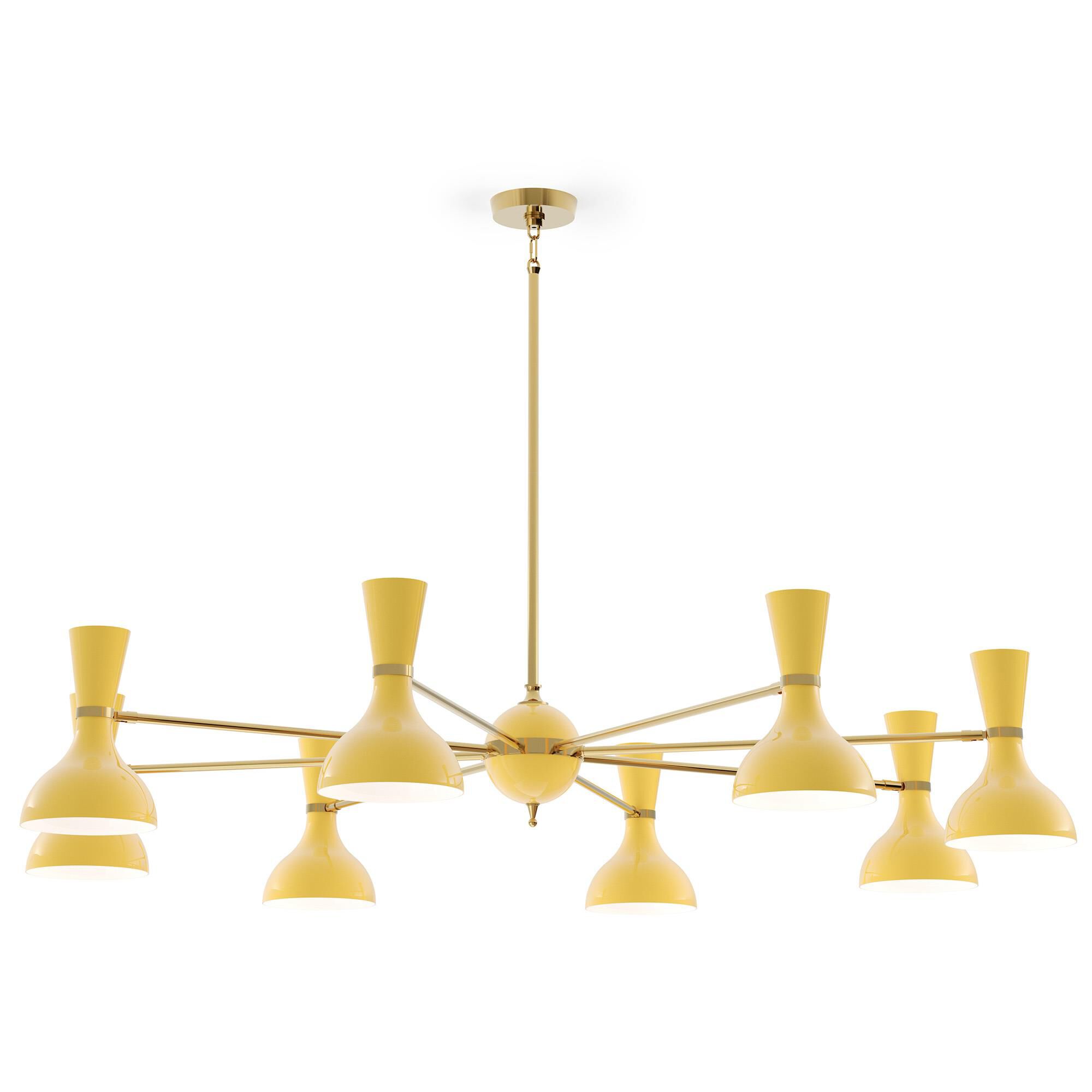 Shown in Modern Brass finish and Sunset shade
