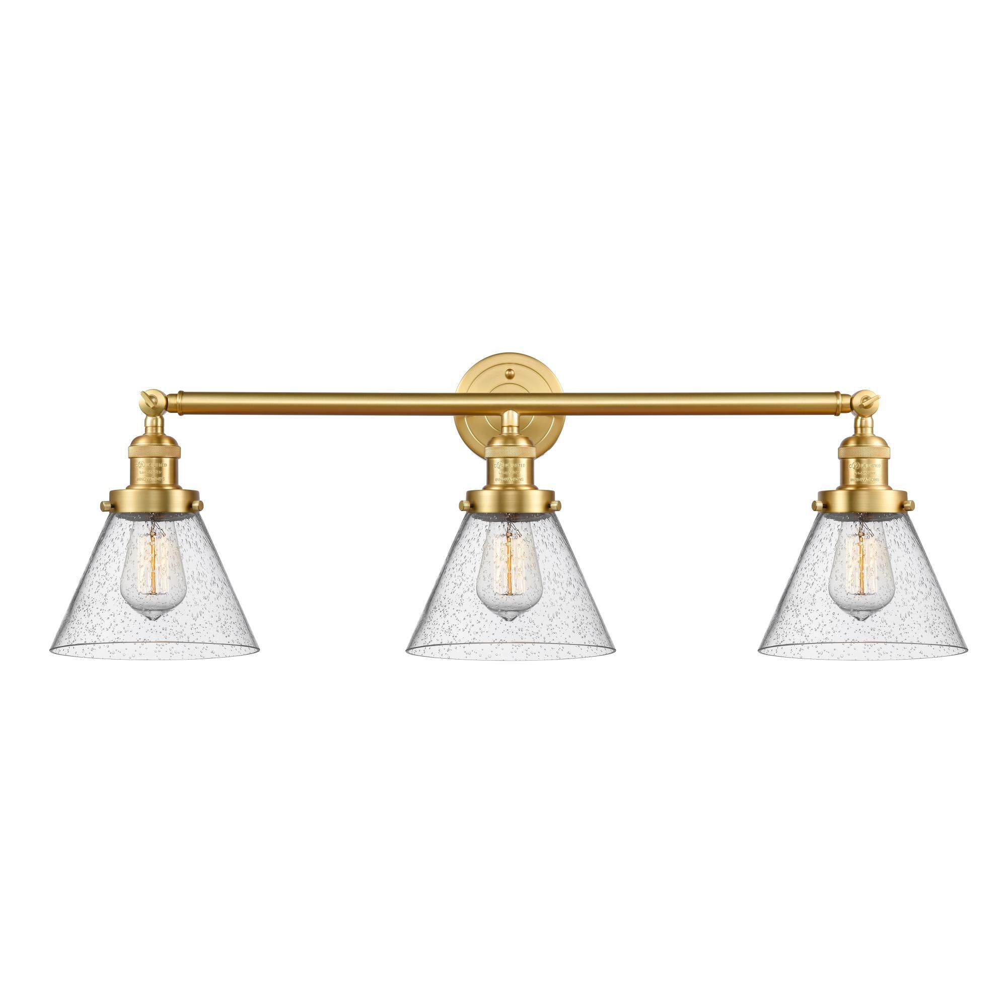 Bruno Marashlian Large Cone 32 Inch 3 Light Bath Vanity Light by Innovations Lighting