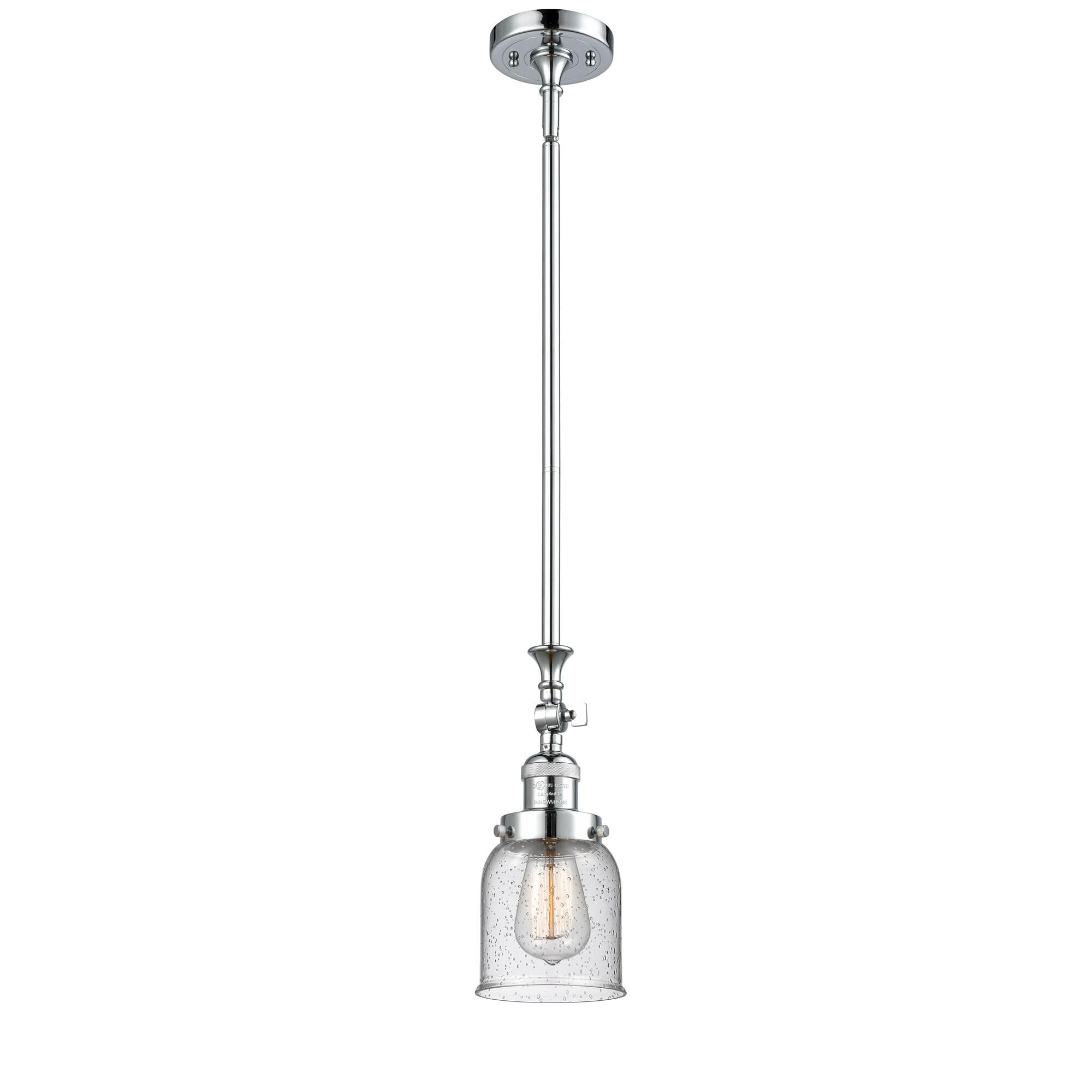 Shown in Polished Chrome finish and Seedy Small Bell glass