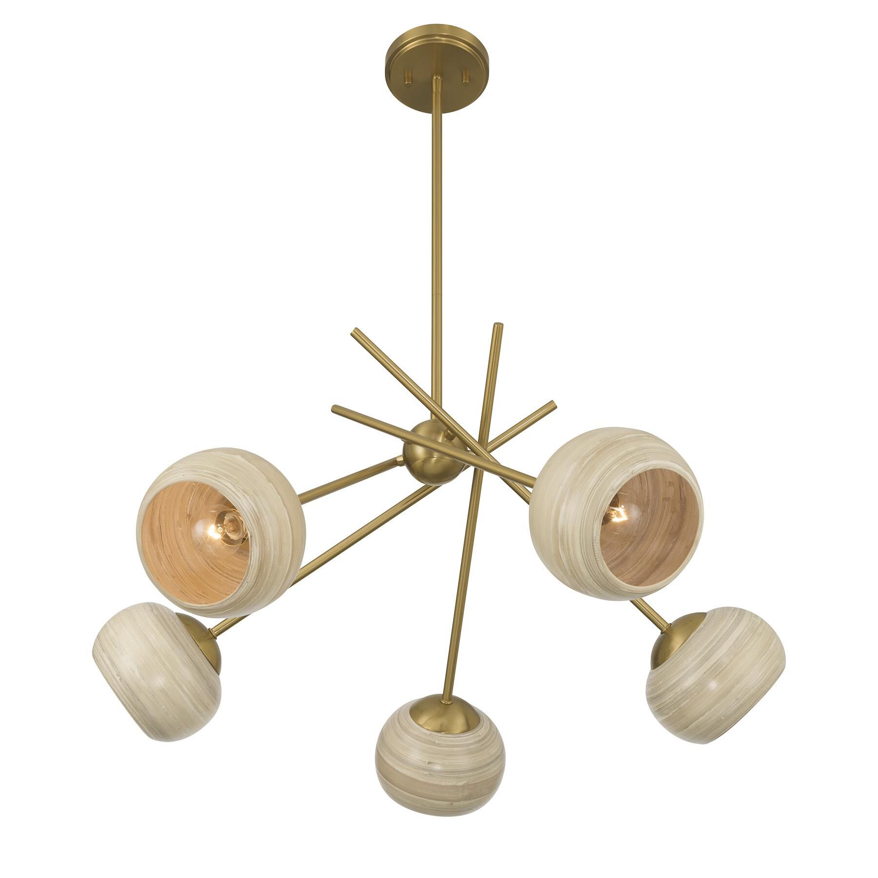 Shown in Warm Brass finish and Spun Bamboo shade