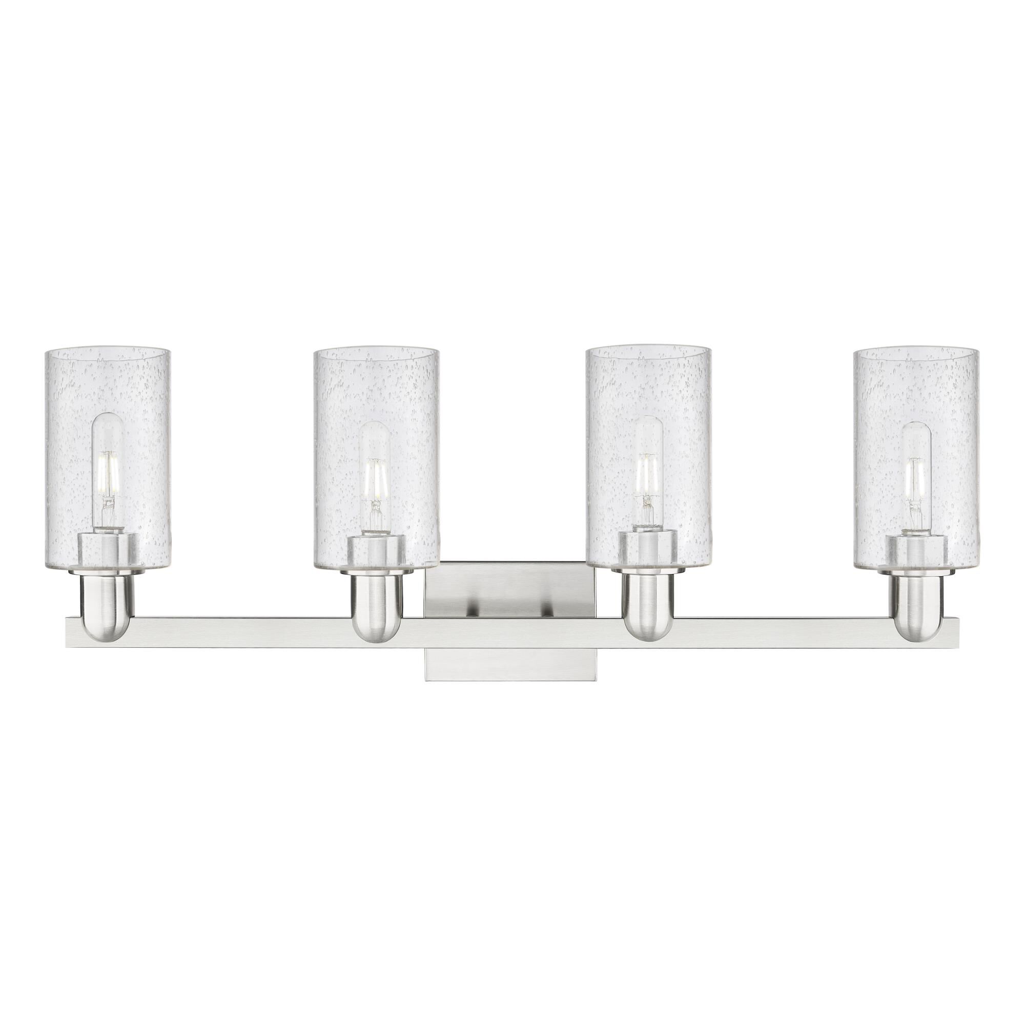 Shown in Brushed Satin Nickel finish and Seedy glass