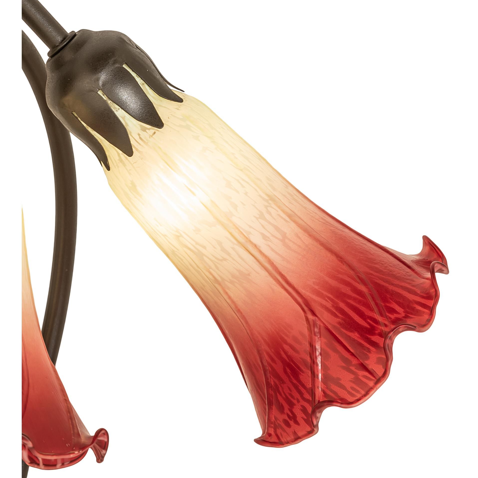 Shown in Mahogany Bronze finish and Cranberry;Green glass