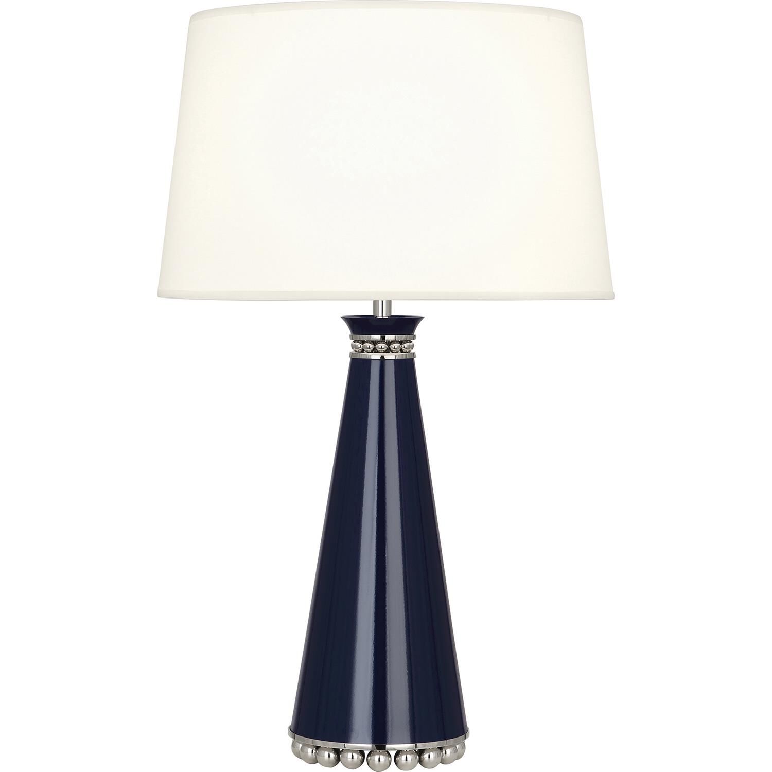 Shown in Midnight Blue Lacquered Paint With Polished Nickel Accents finish and Fondine Fabric shade