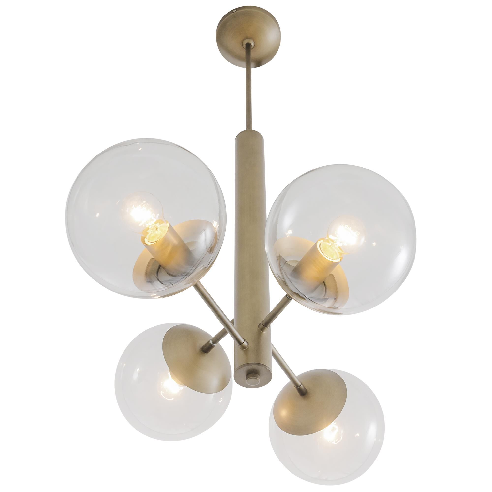 Shown in Antique Brass finish and Clear glass