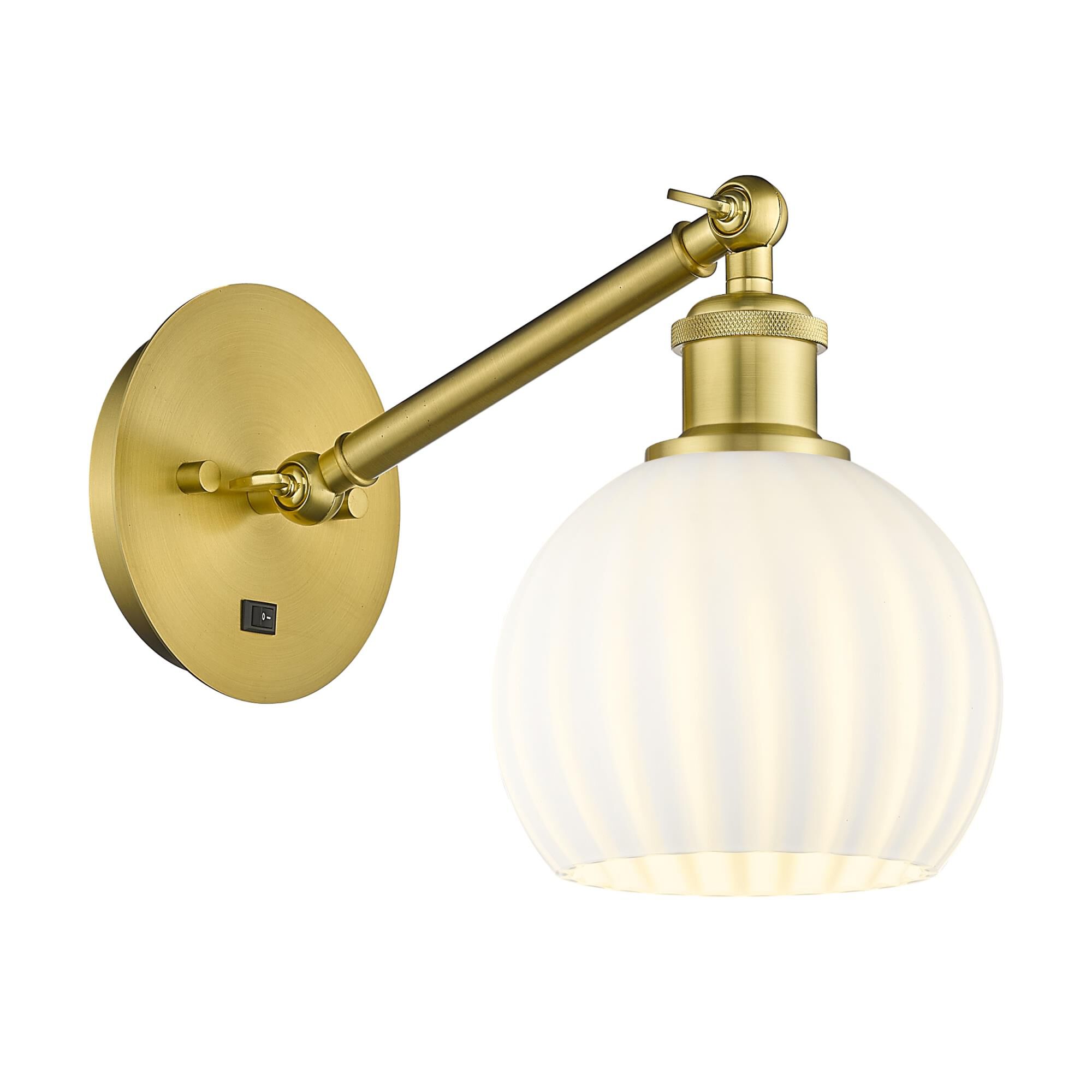 Shown in Satin Gold finish and White Venetian glass