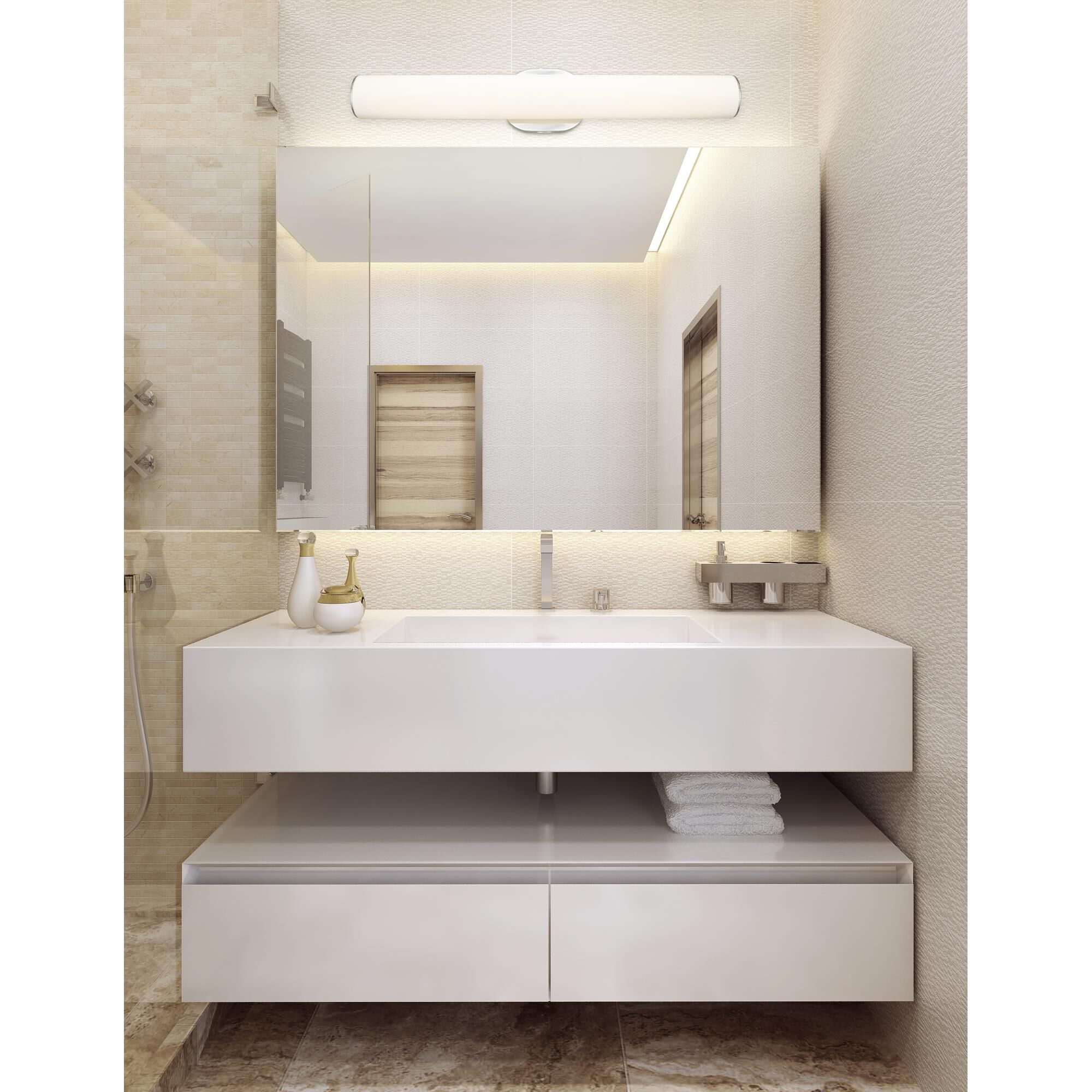 Shown in Polished Chrome finish and Artisan glass and Opal shade