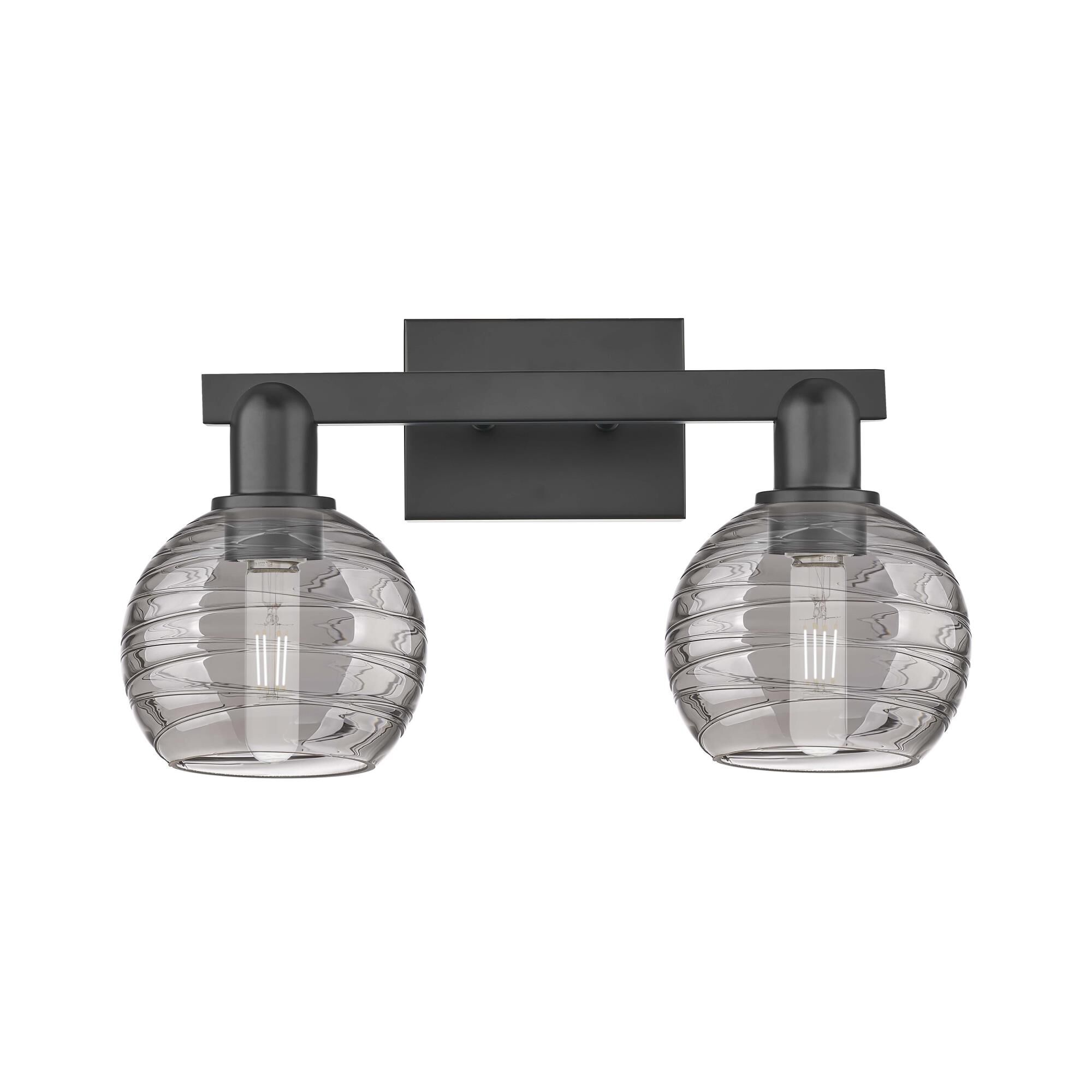 Shown in Matte Black finish and Light Smoke Deco Swirl glass