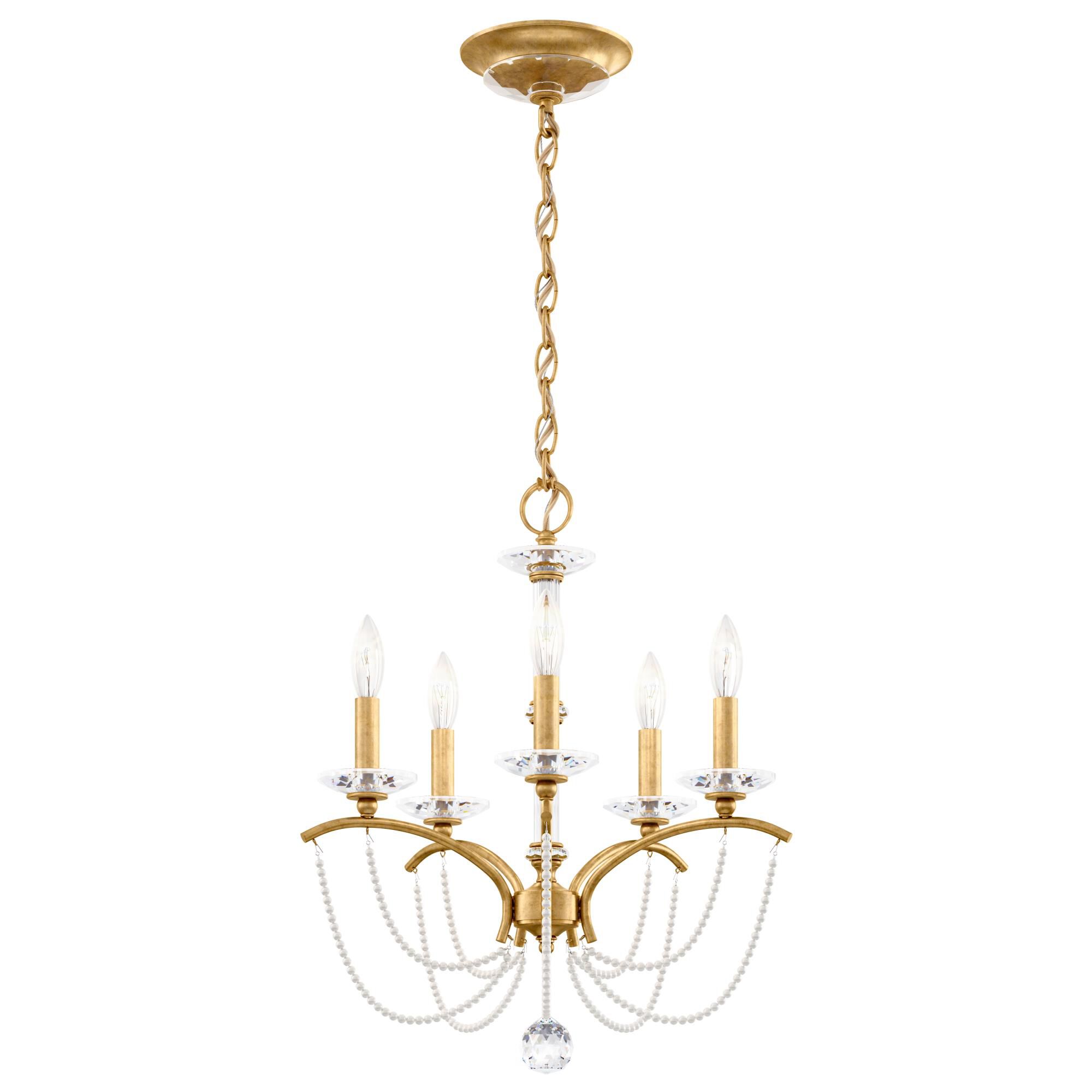 Shown in Heirloom Gold finish and White Pearl crystal