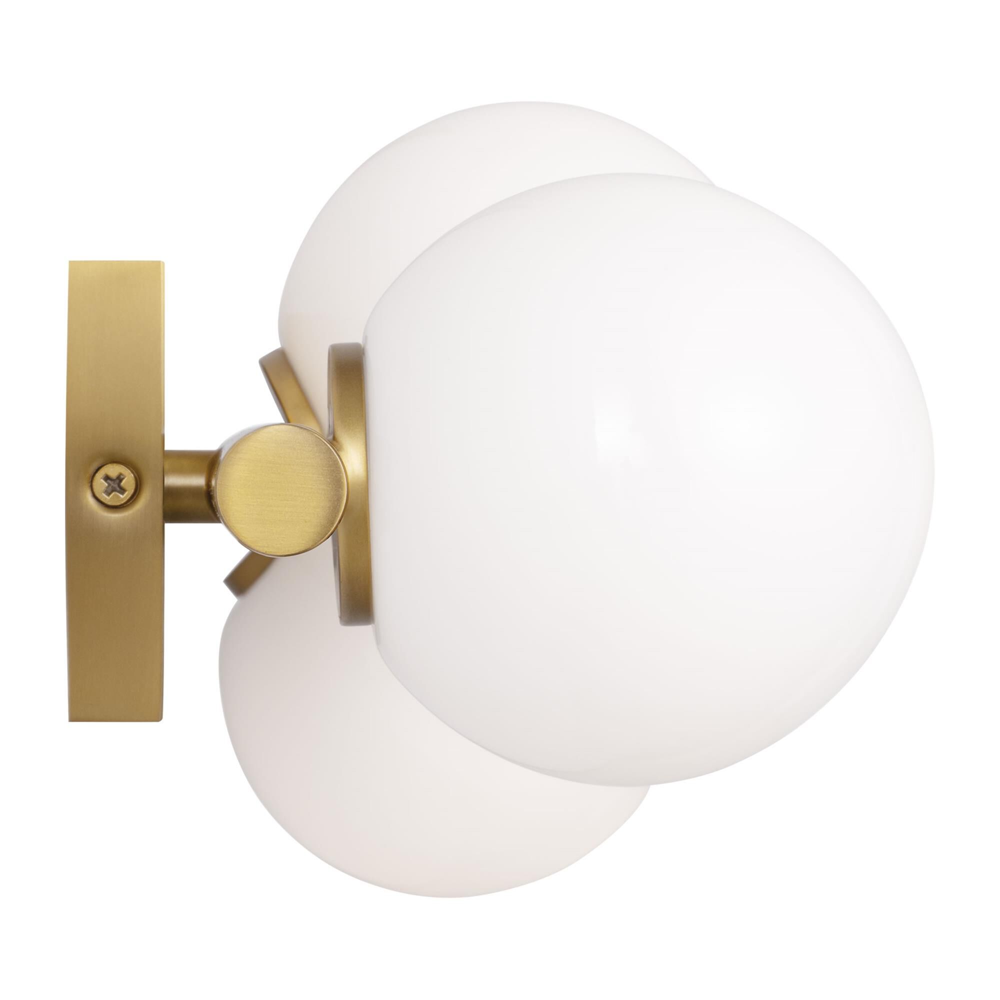 Shown in Burnished Brass finish and Milk glass