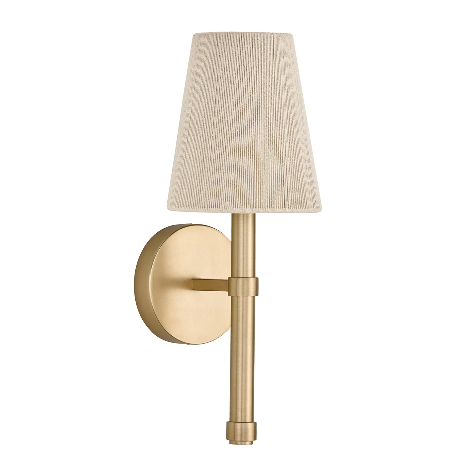 Shown in Matte Brass finish and Bleached Natural Rope shade