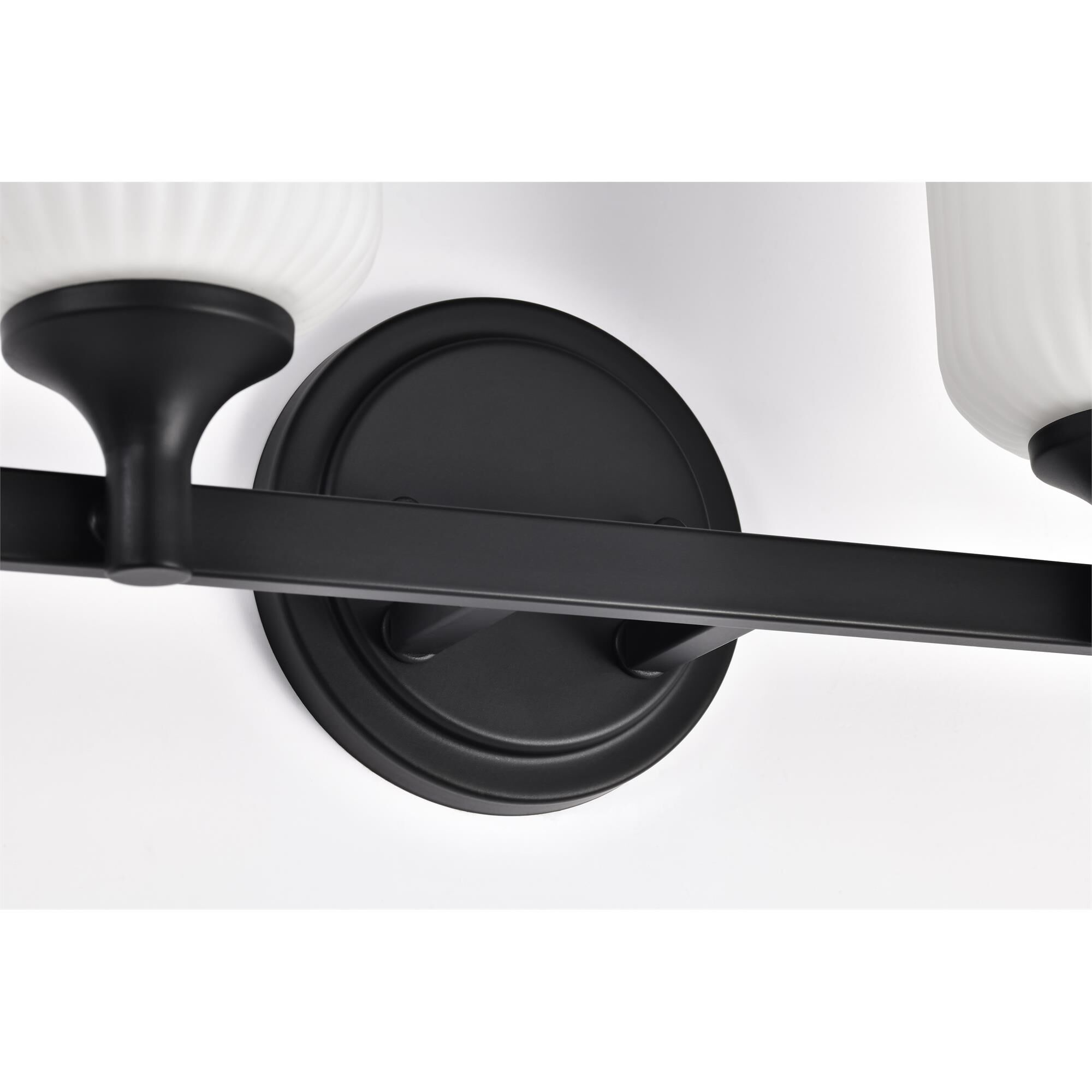 Shown in Matte Black finish and Frosted Ribbed glass