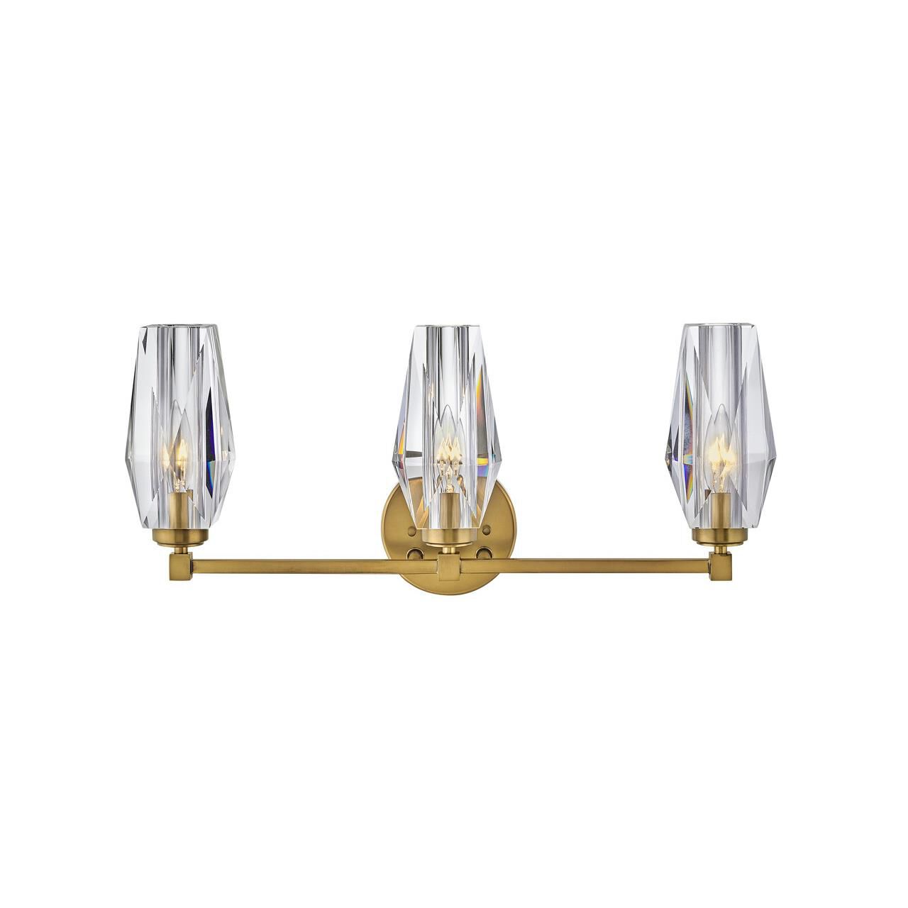 Shown in Heritage Brass finish and Faceted Clear Crystal glass