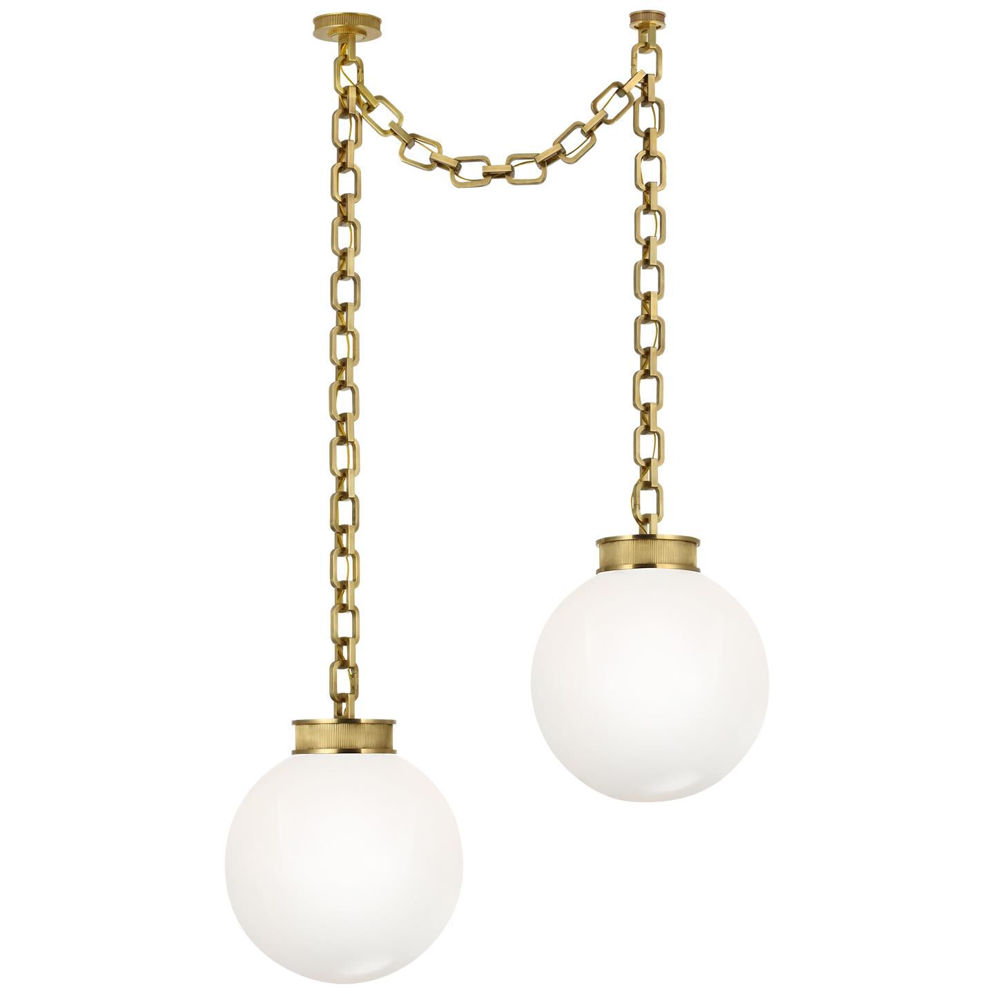 Shown in Soft Brass finish and White glass