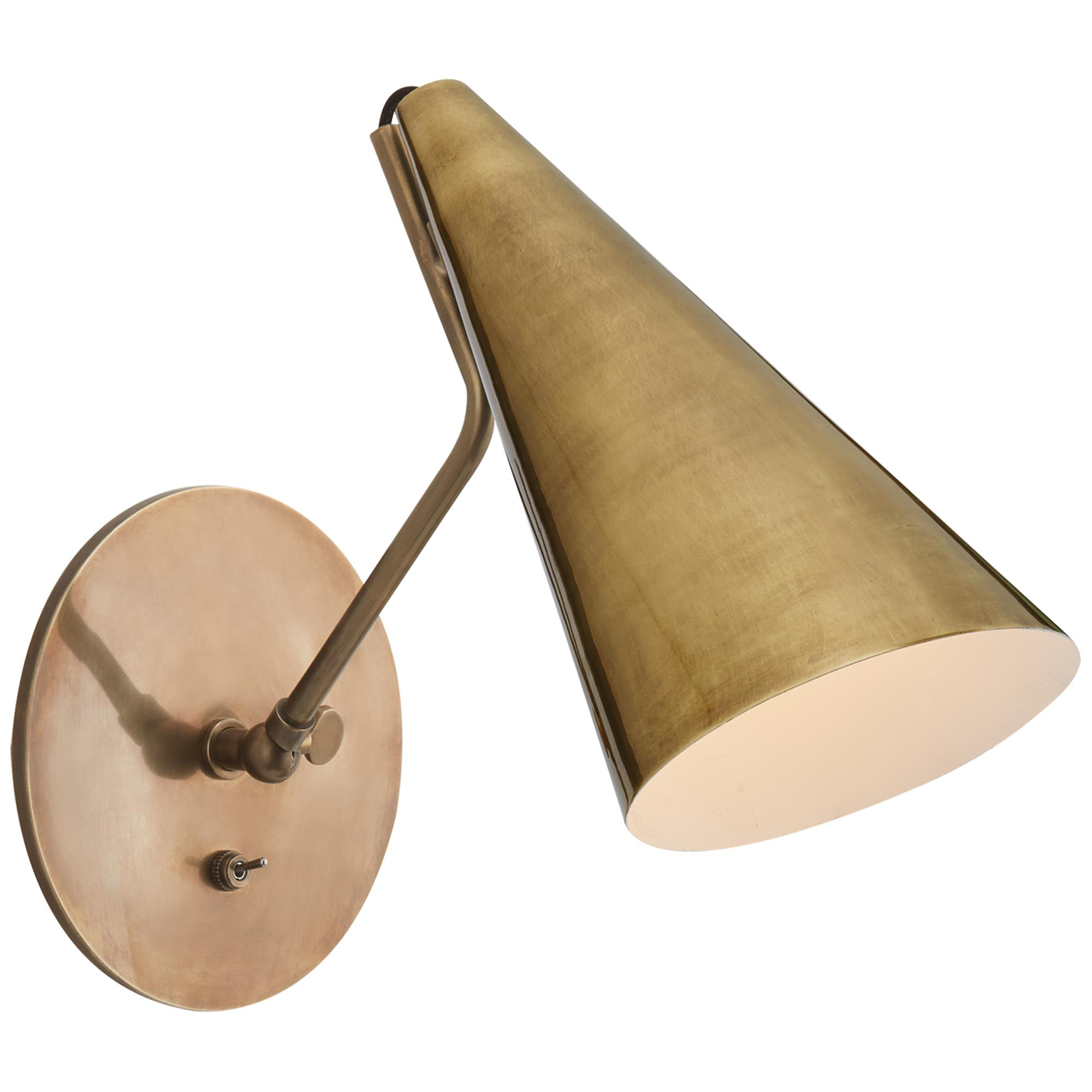 Shown in Hand-Rubbed Antique Brass finish and Antique Brass shade