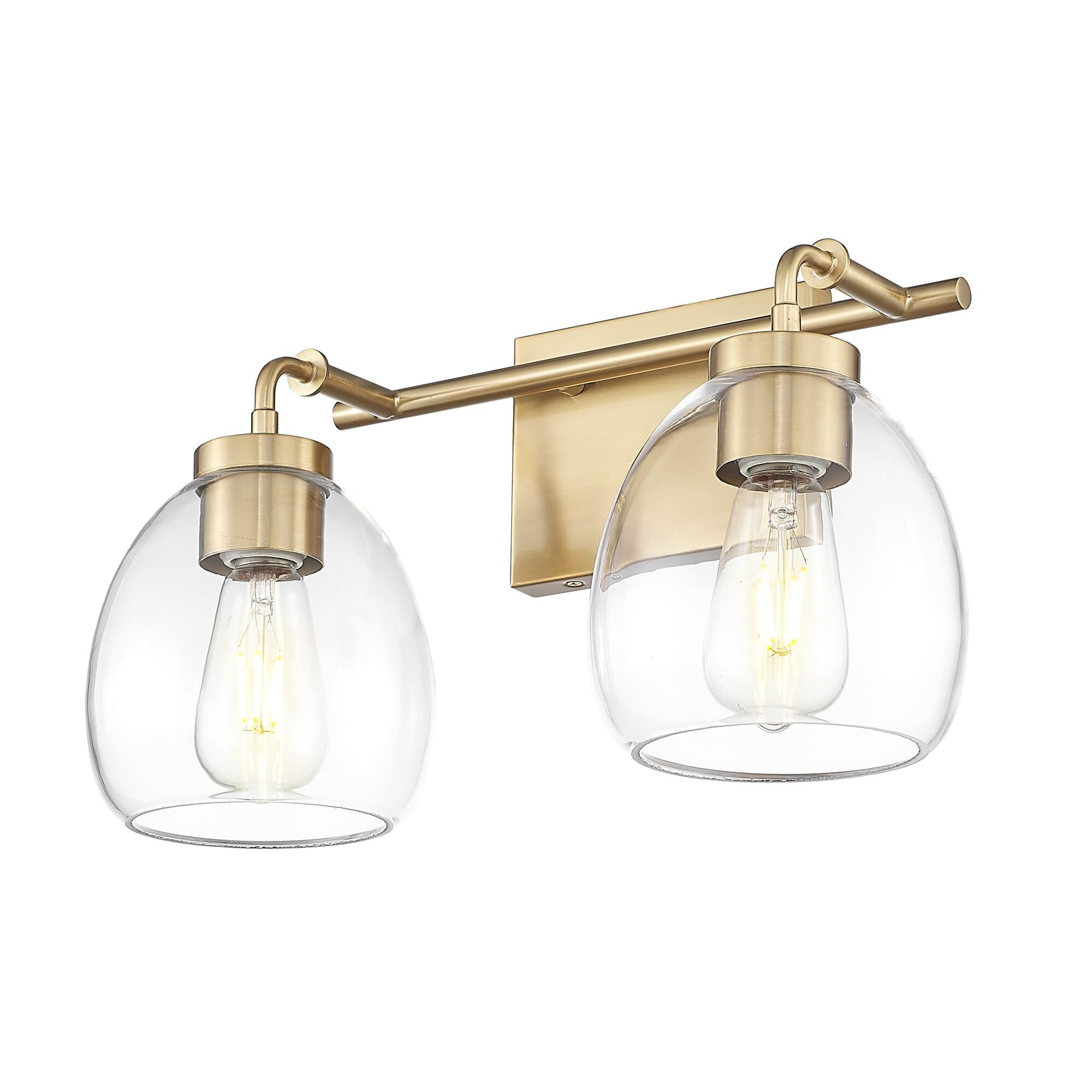 Shown in Brass finish and Clear Glass Globes shade