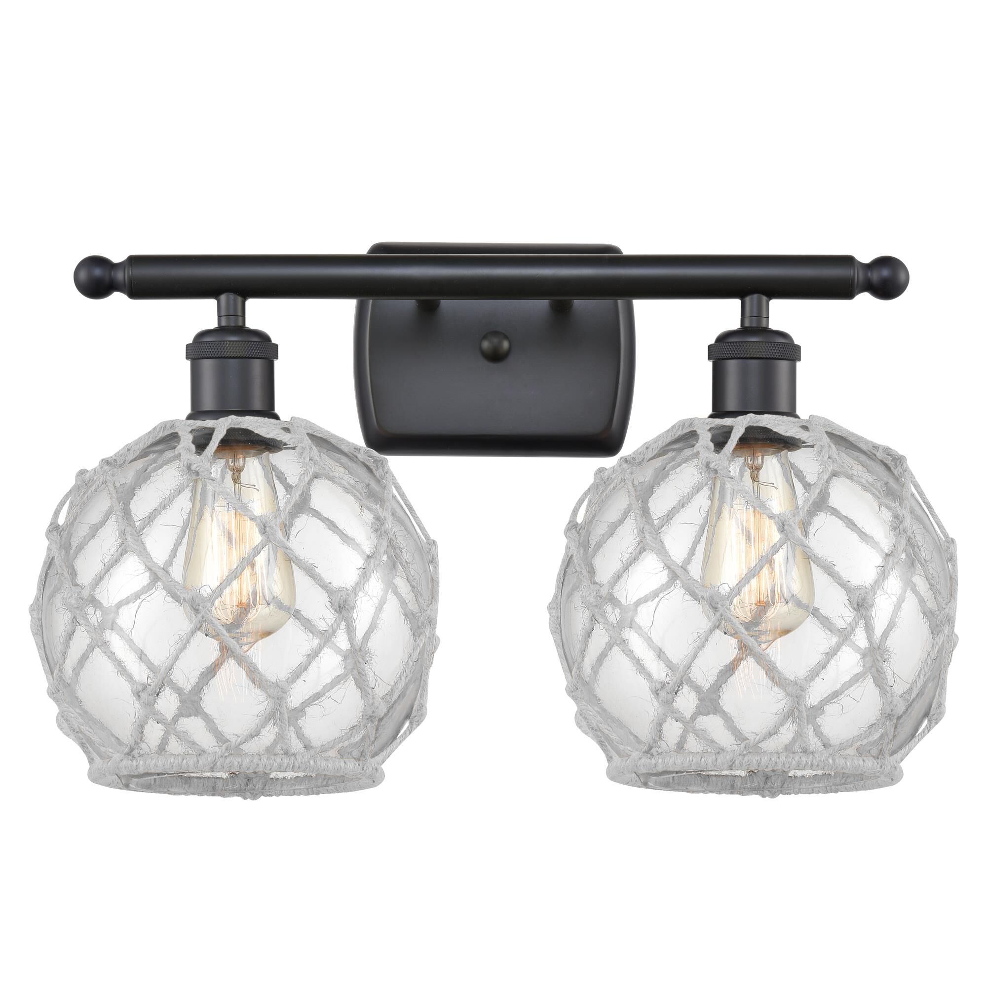 Shown in Matte Nickel finish and Clear With White Rope glass