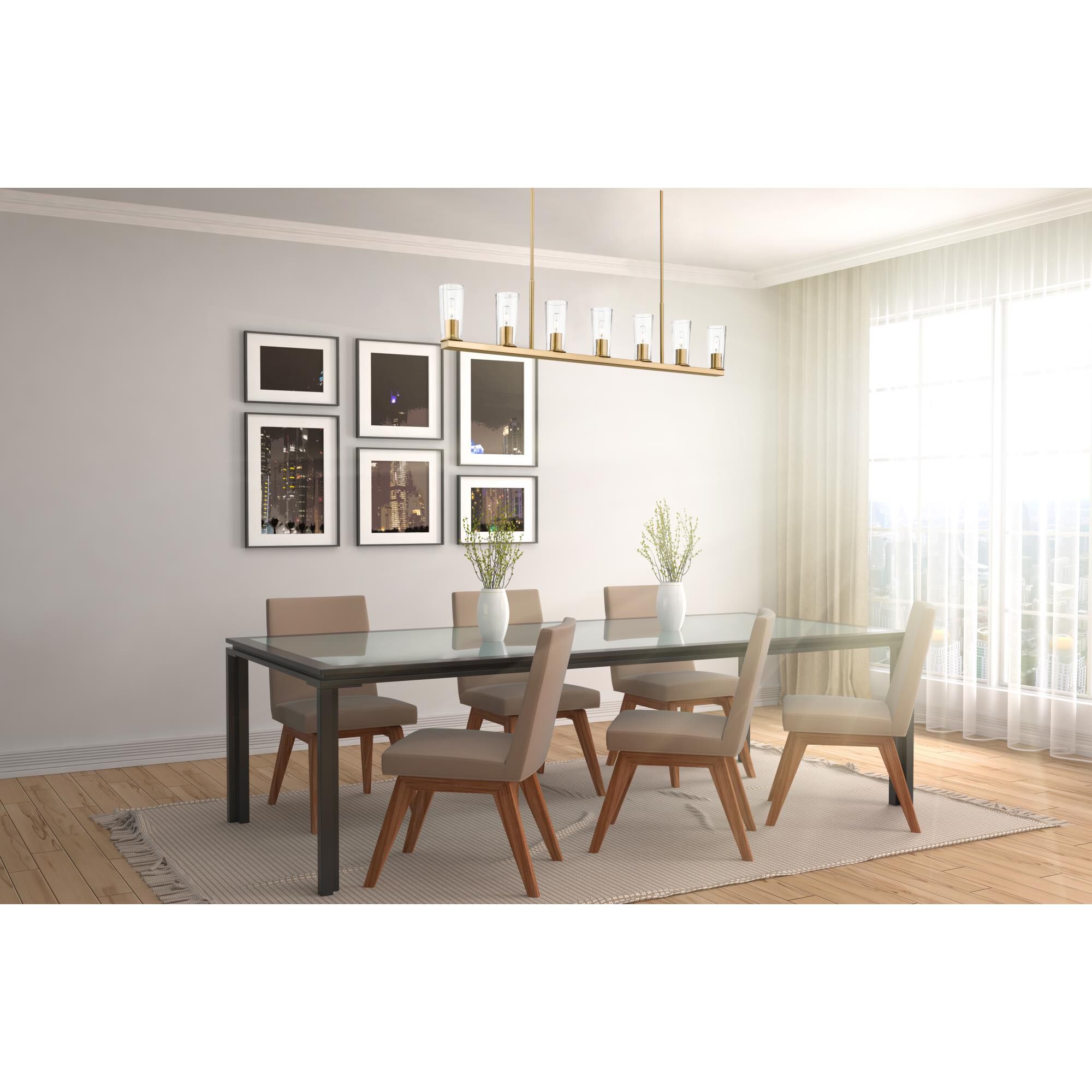 Shown in Modern Gold finish and Clear glass and Clear shade