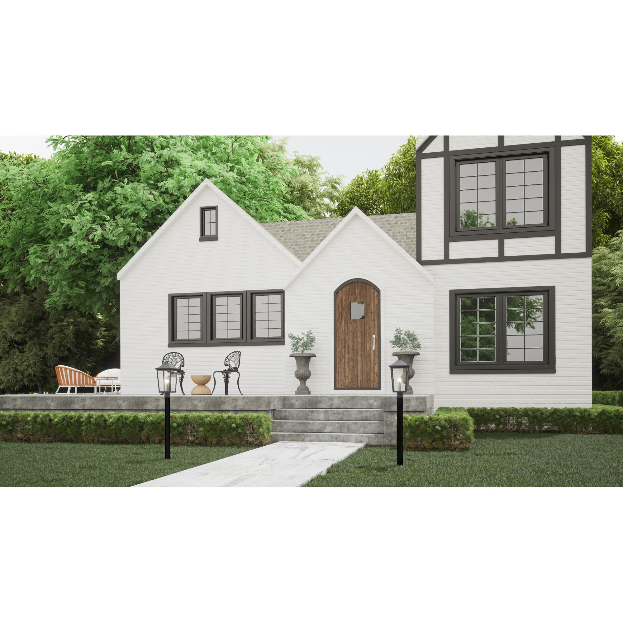 Shown in Mottled Black finish and Clear Lighter Seeded glass