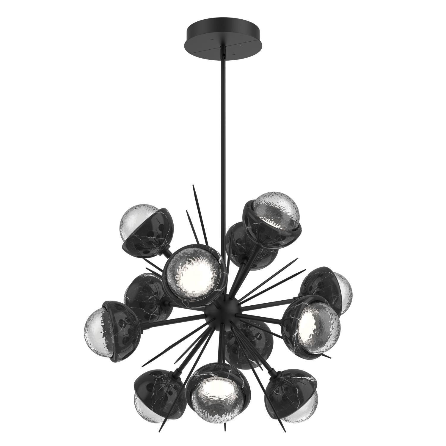 Shown in Matte Black finish and Clear glass and Black Marble accent
