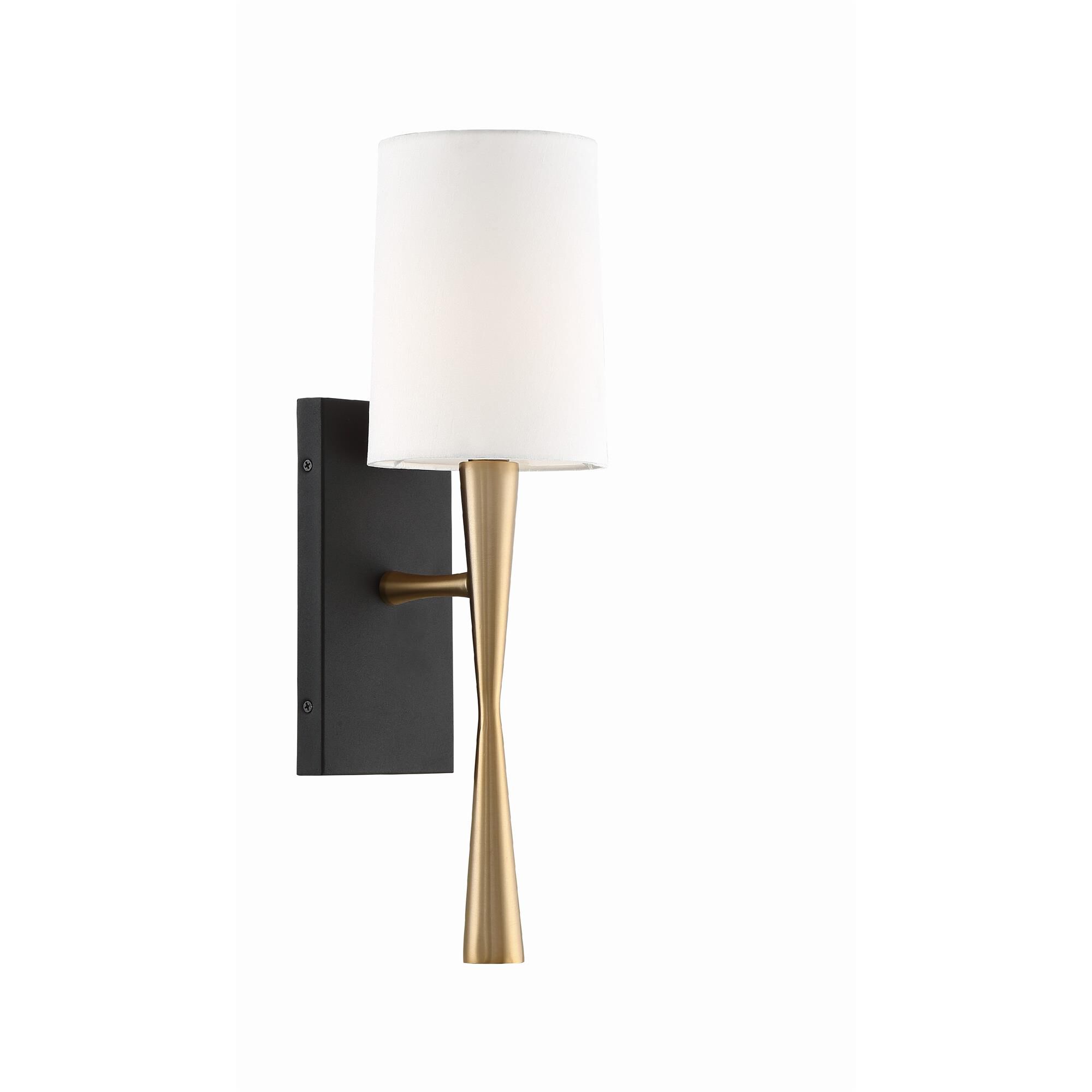 Shown in Aged Brass + Black Forged finish and Silk glass and White shade