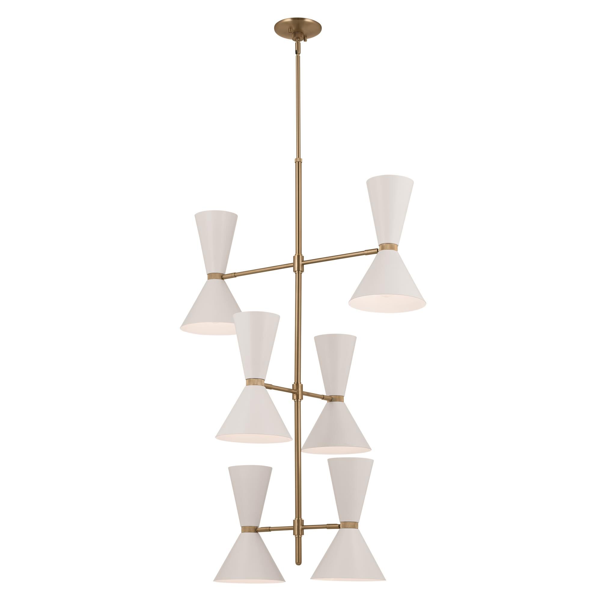 Shown in Champagne Bronze with White finish and Metal and Cone shade