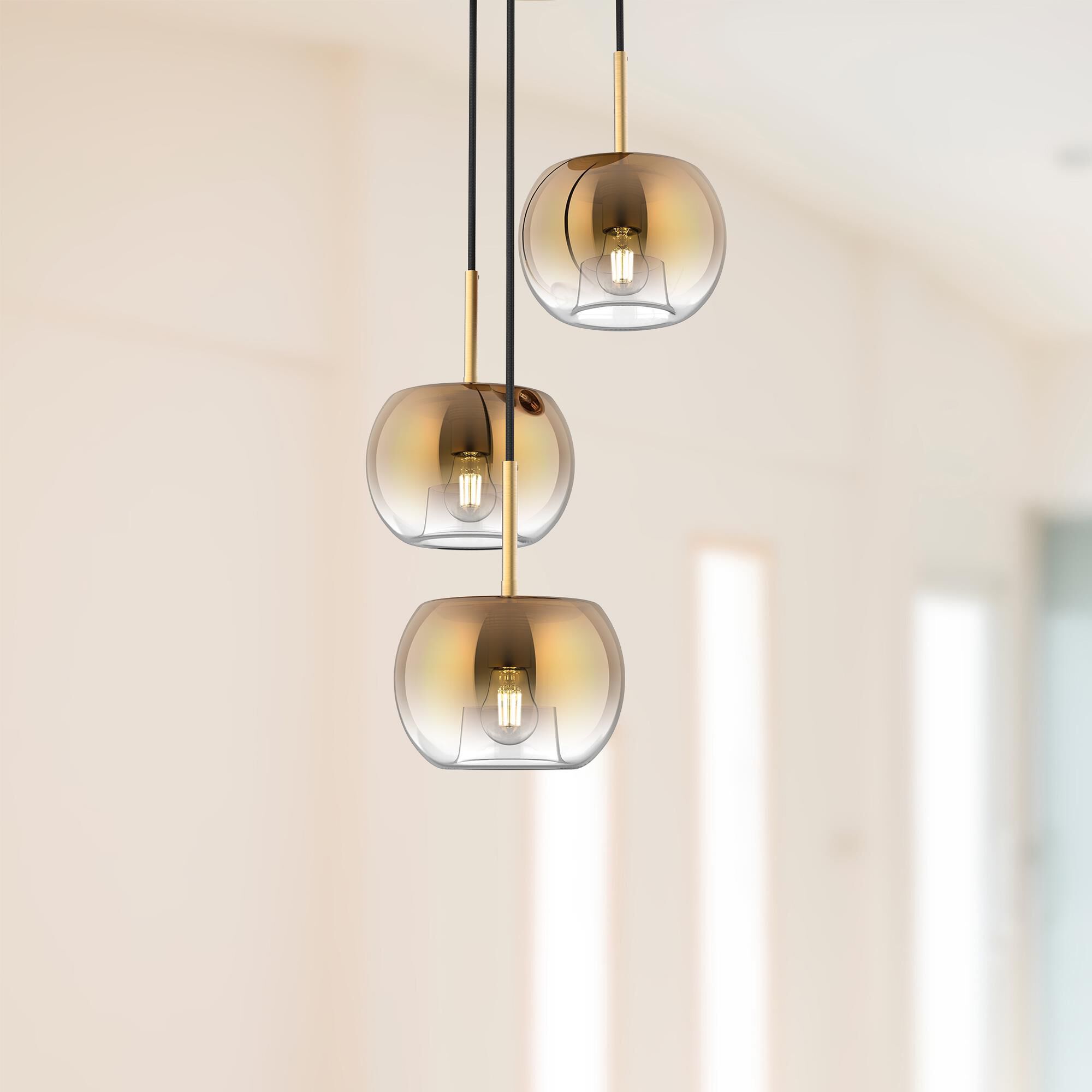 Shown in Brushed Gold finish and Copper glass