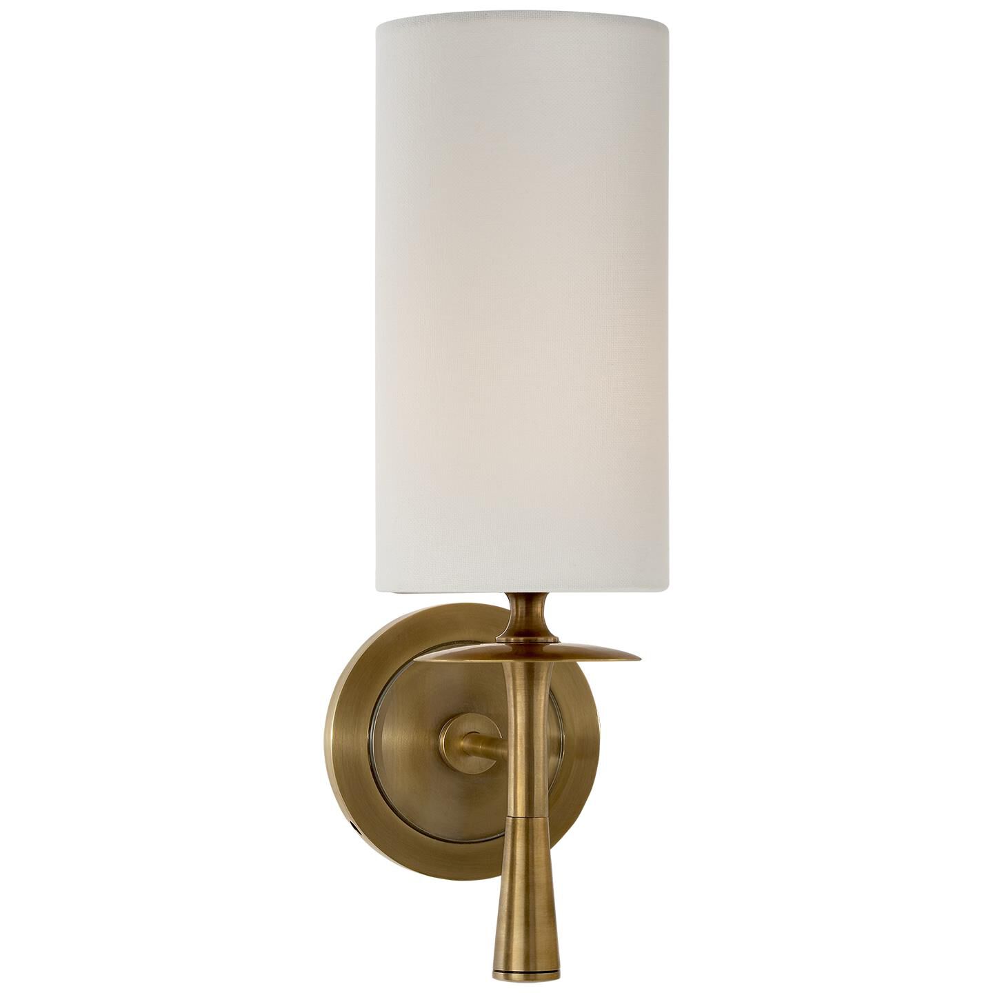 Shown in Hand-Rubbed Antique Brass finish and Linen shade