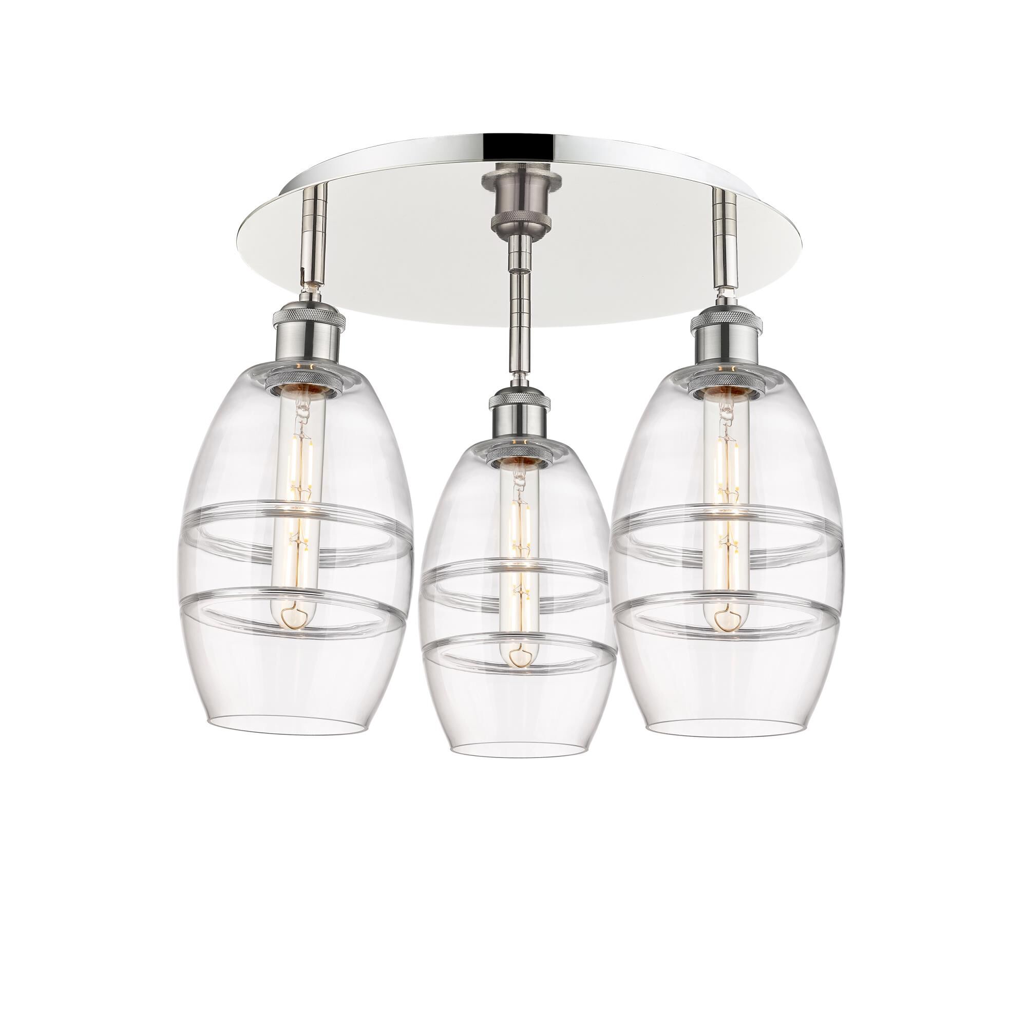 Shown in Polished Nickel finish and Clear glass